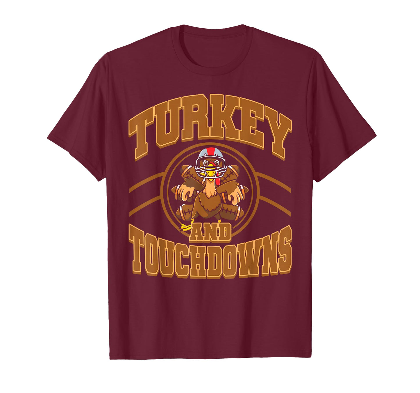 Thanksgiving Turkey and Touchdowns Football Fall Men Boys T-Shirt