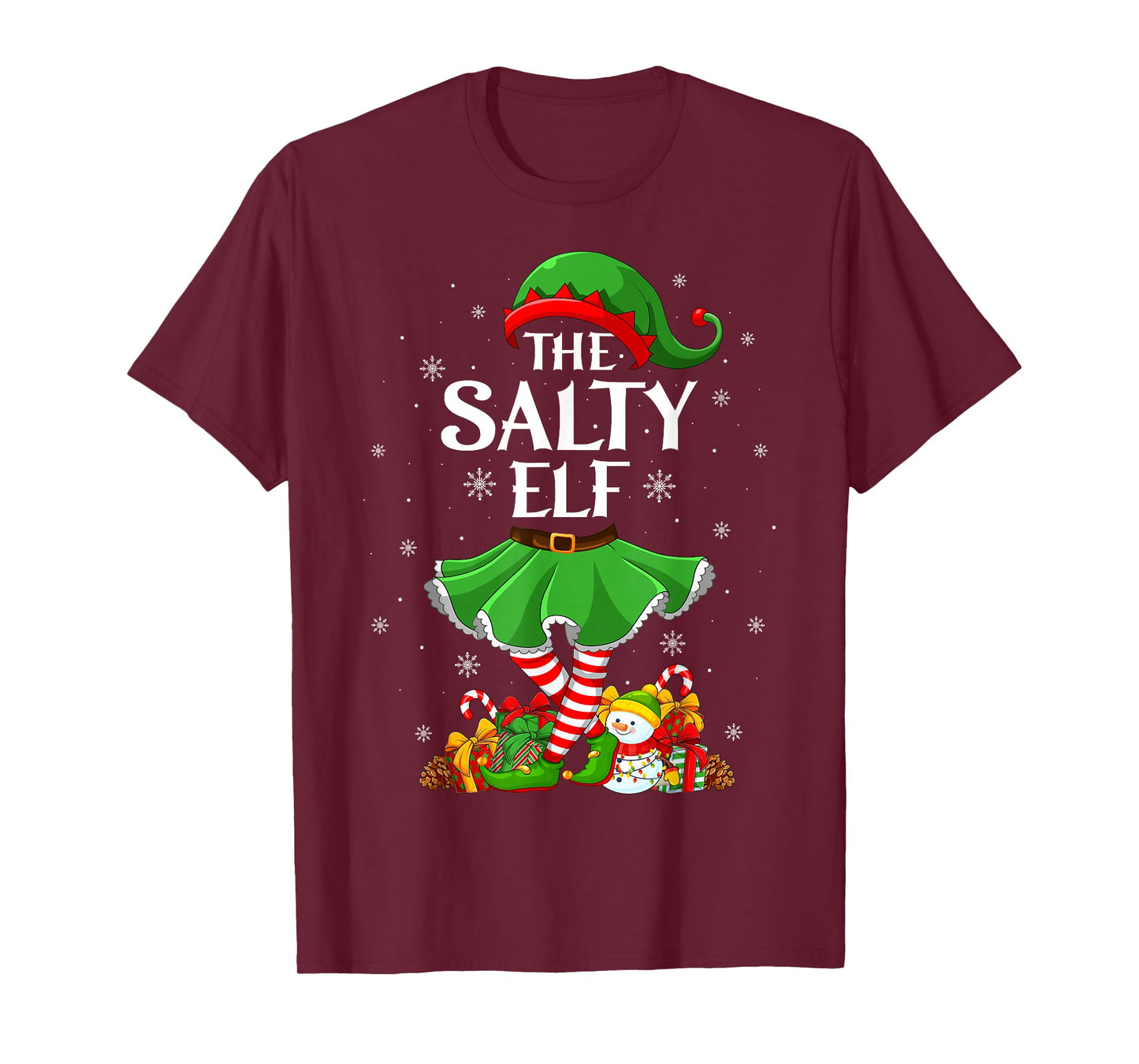 Salty Elf Christmas Family Elf Squad Xmas Girls Women T-Shirt