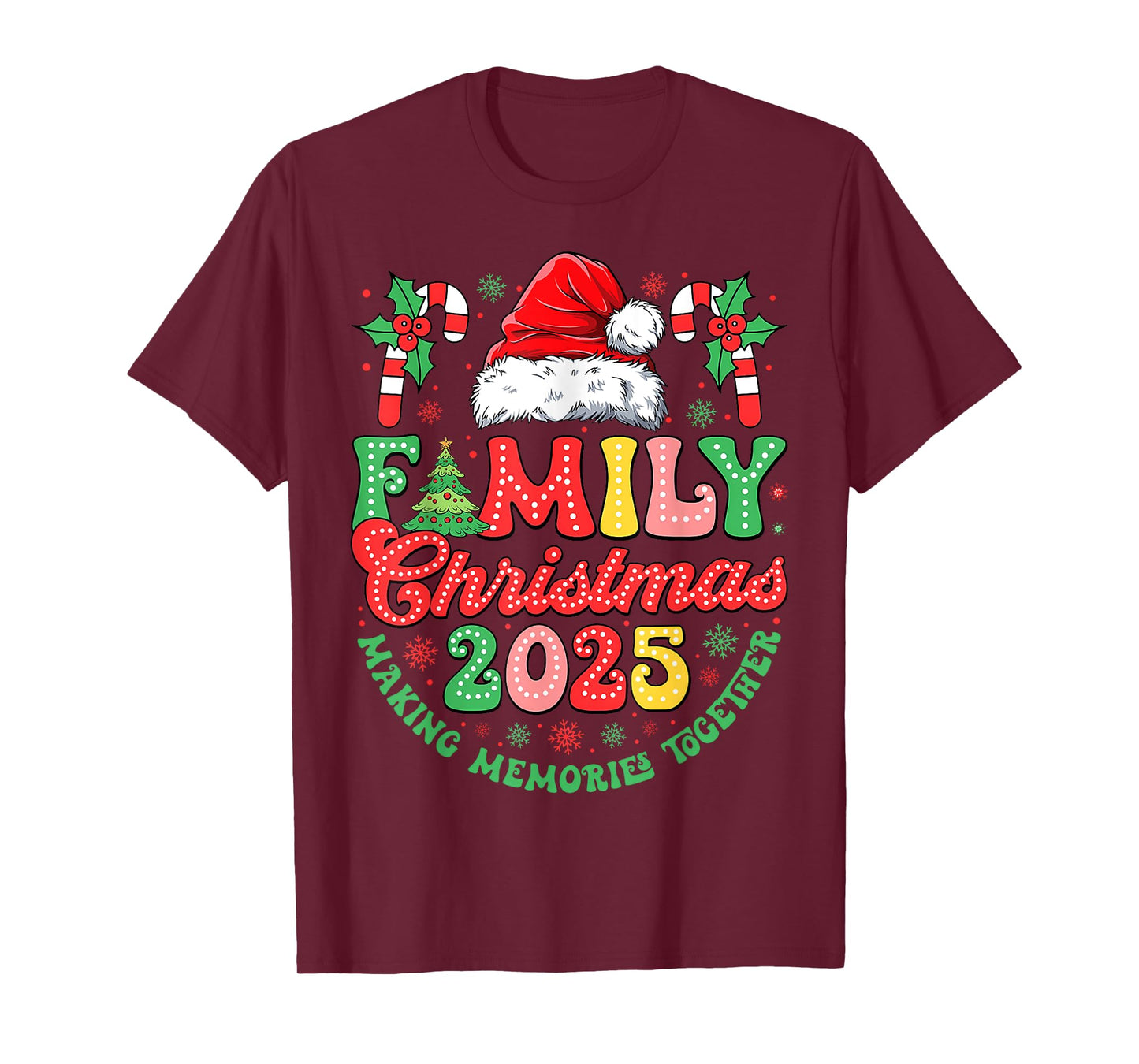 Groovy Family Christmas 2025 Making Memories Santa Hat Xmas T-Shirt