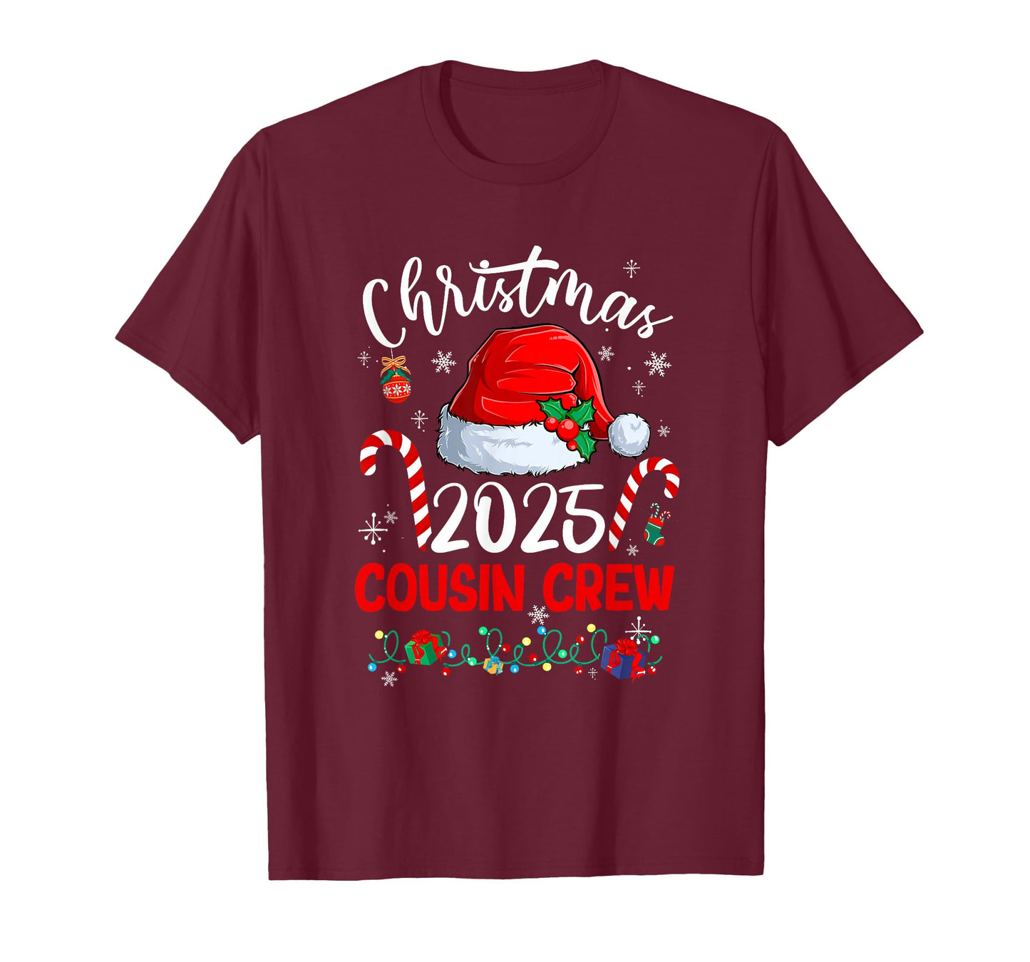Christmas 2025 Cousin Crew Santa Hat Men Women Kids T-Shirt
