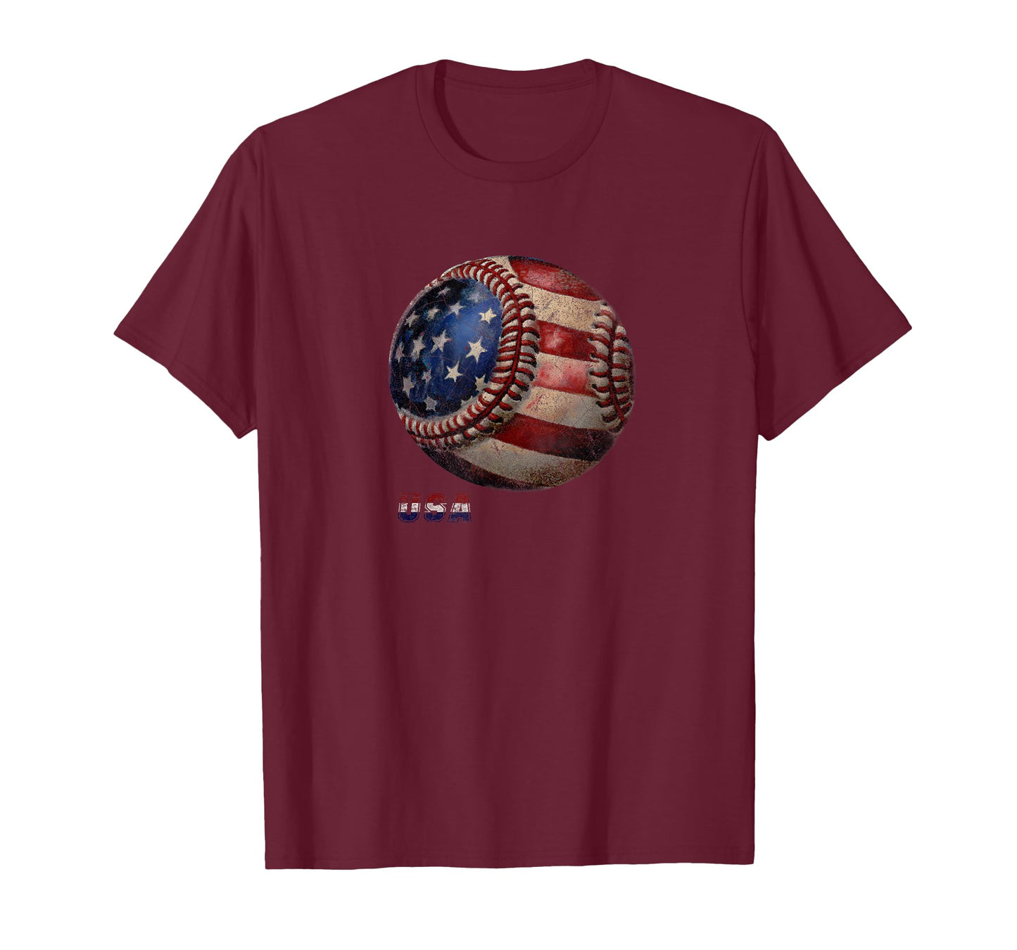 Baseball USA Vintage American Flag T-Shirt