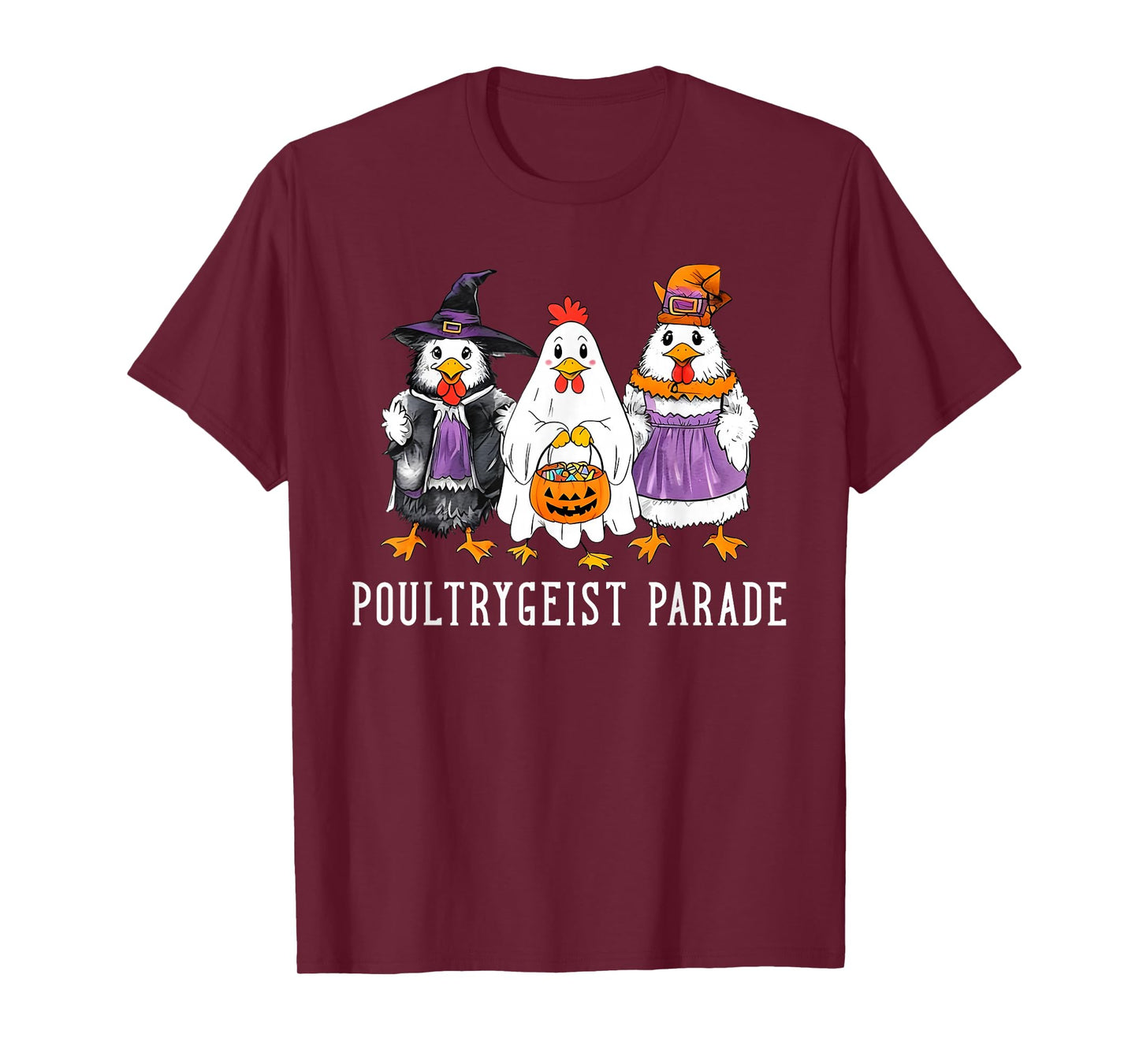Funny Halloween Spooky Chicken Crew Poultrygeist Parade T-Shirt