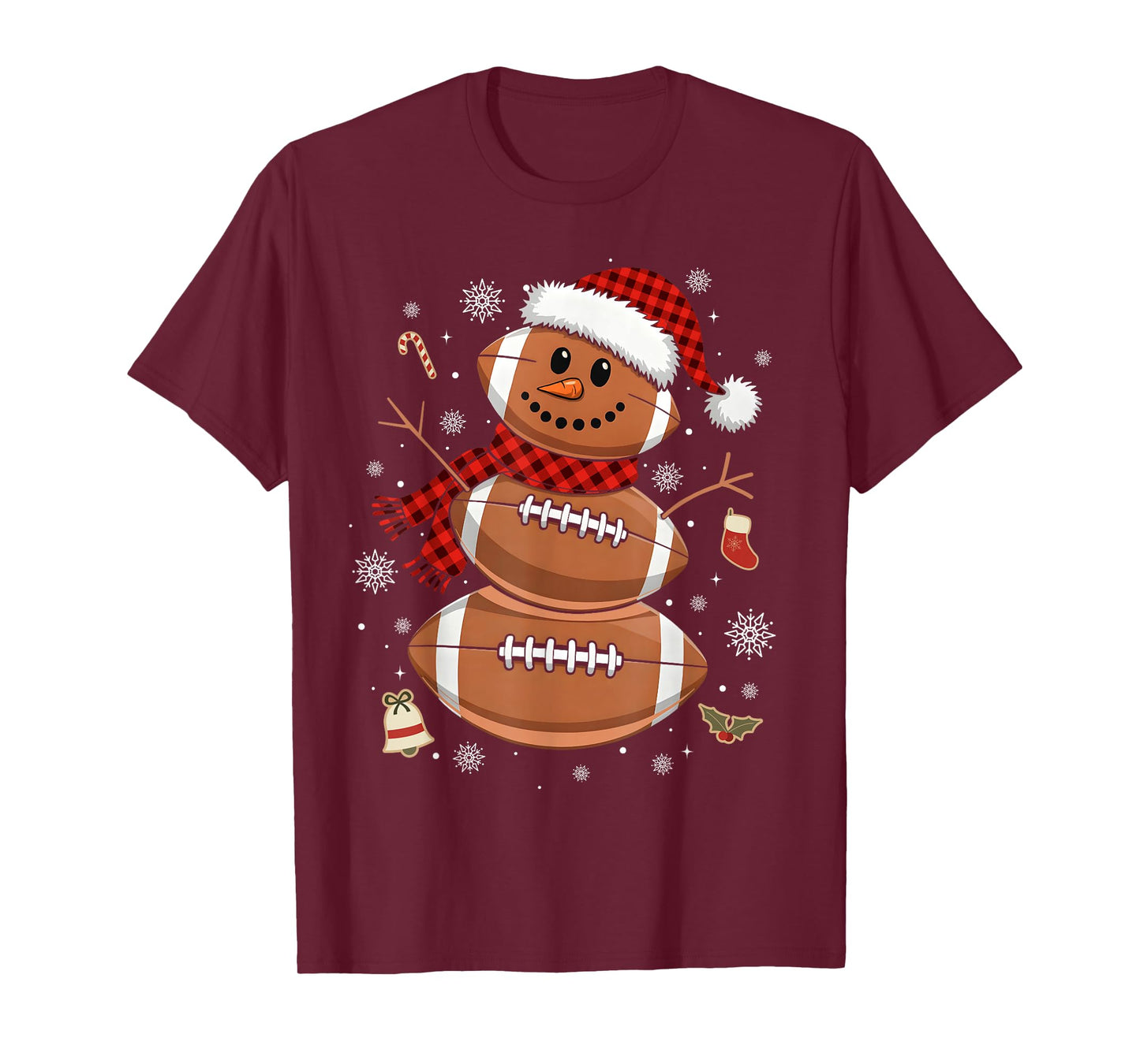 Football Snowman Rugby Christmas Pajamas Women Men Kids T-Shirt