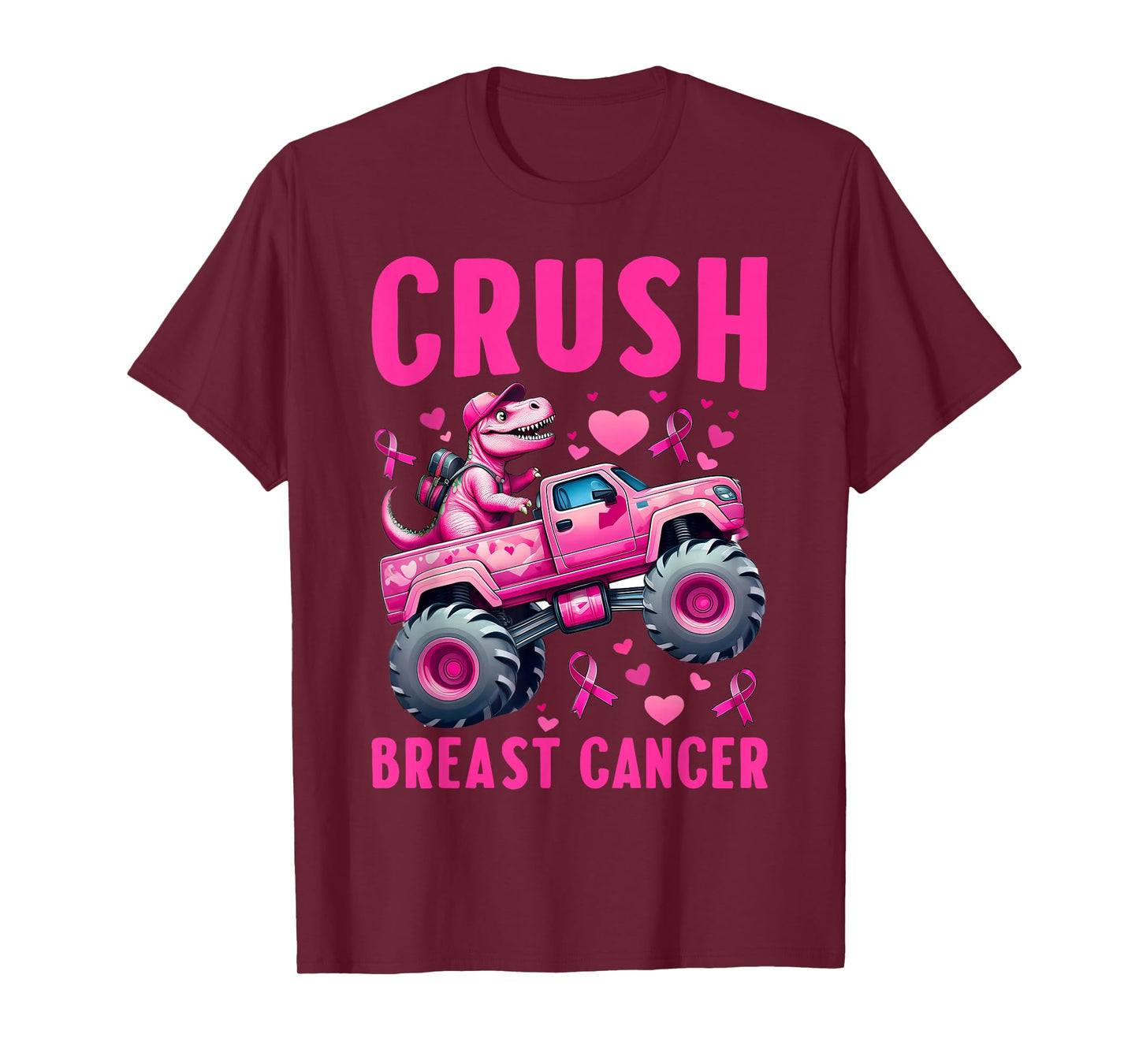 Crush Breast Cancer Awareness Monster Truck Toddler Boy Kids T-Shirt