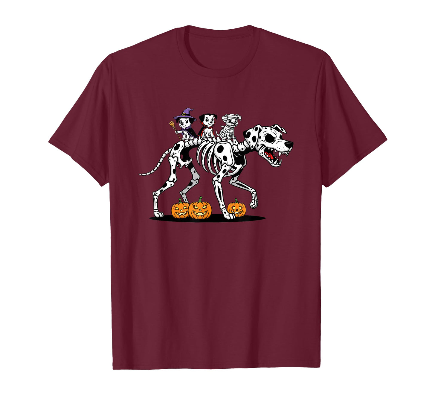Dalmatian Skeleton Mummy Witch Halloween Kids Mens Womens T-Shirt