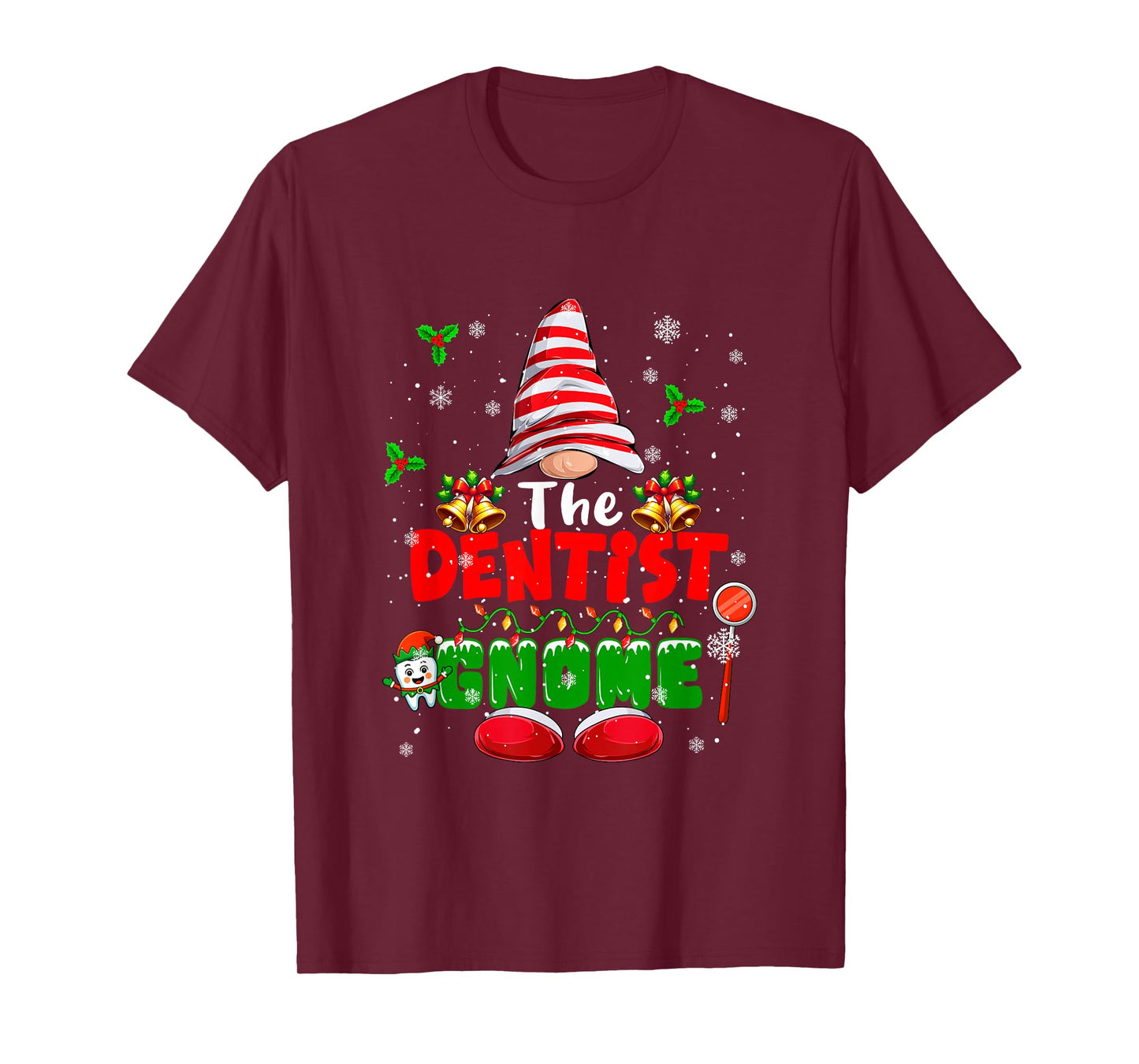 The Dentist Gnome Christmas Colorful Costume Job Team T-Shirt