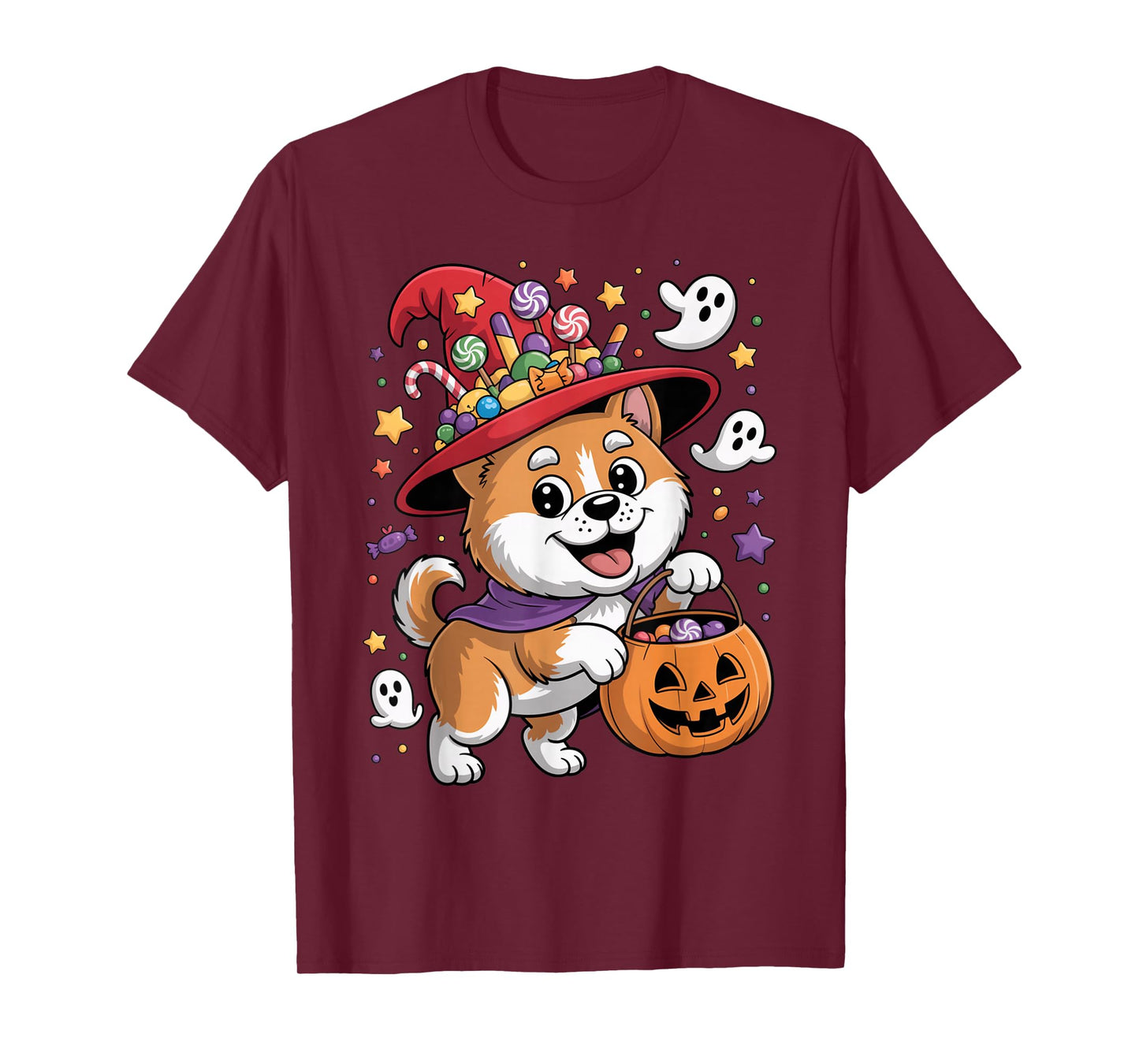 Akitas Dog Pumpkin Ghost Candy Witch Halloween Costume T-Shirt