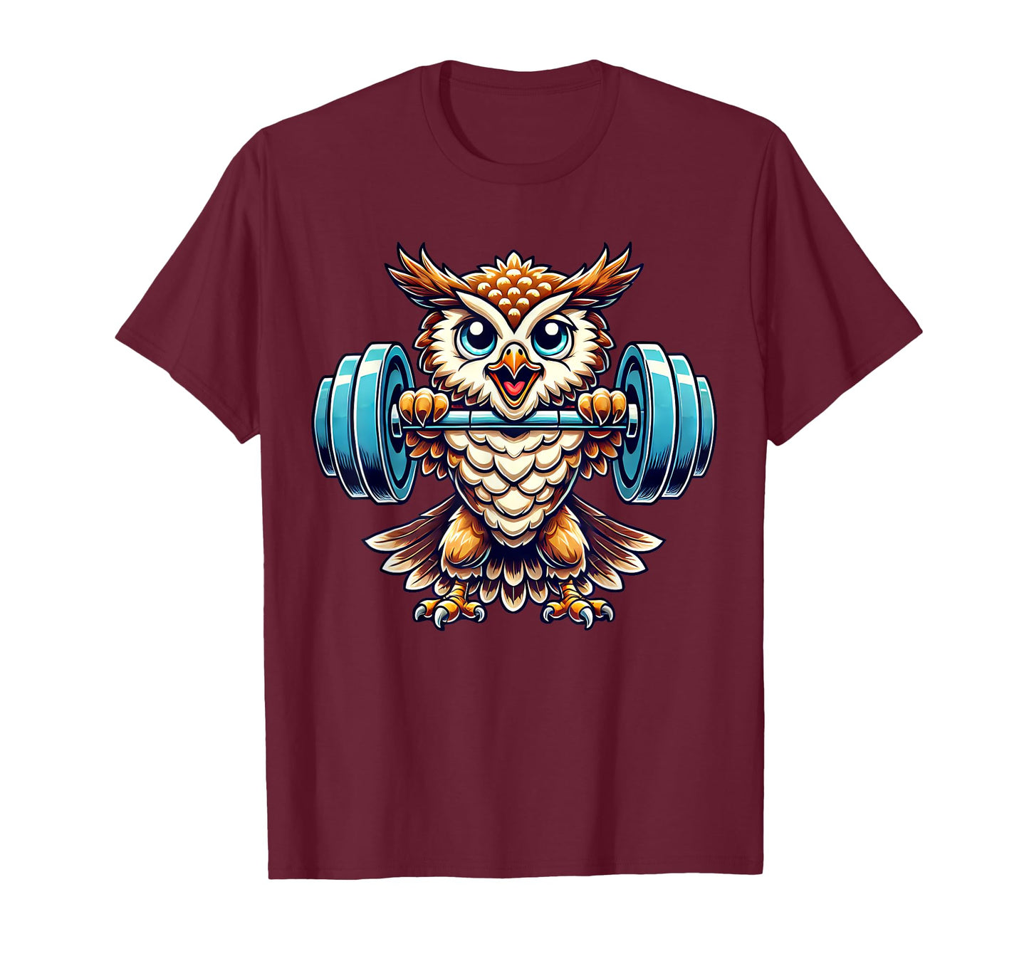 Strong Owl Weightlifting Cartoon Owl Lifter T-Shirt