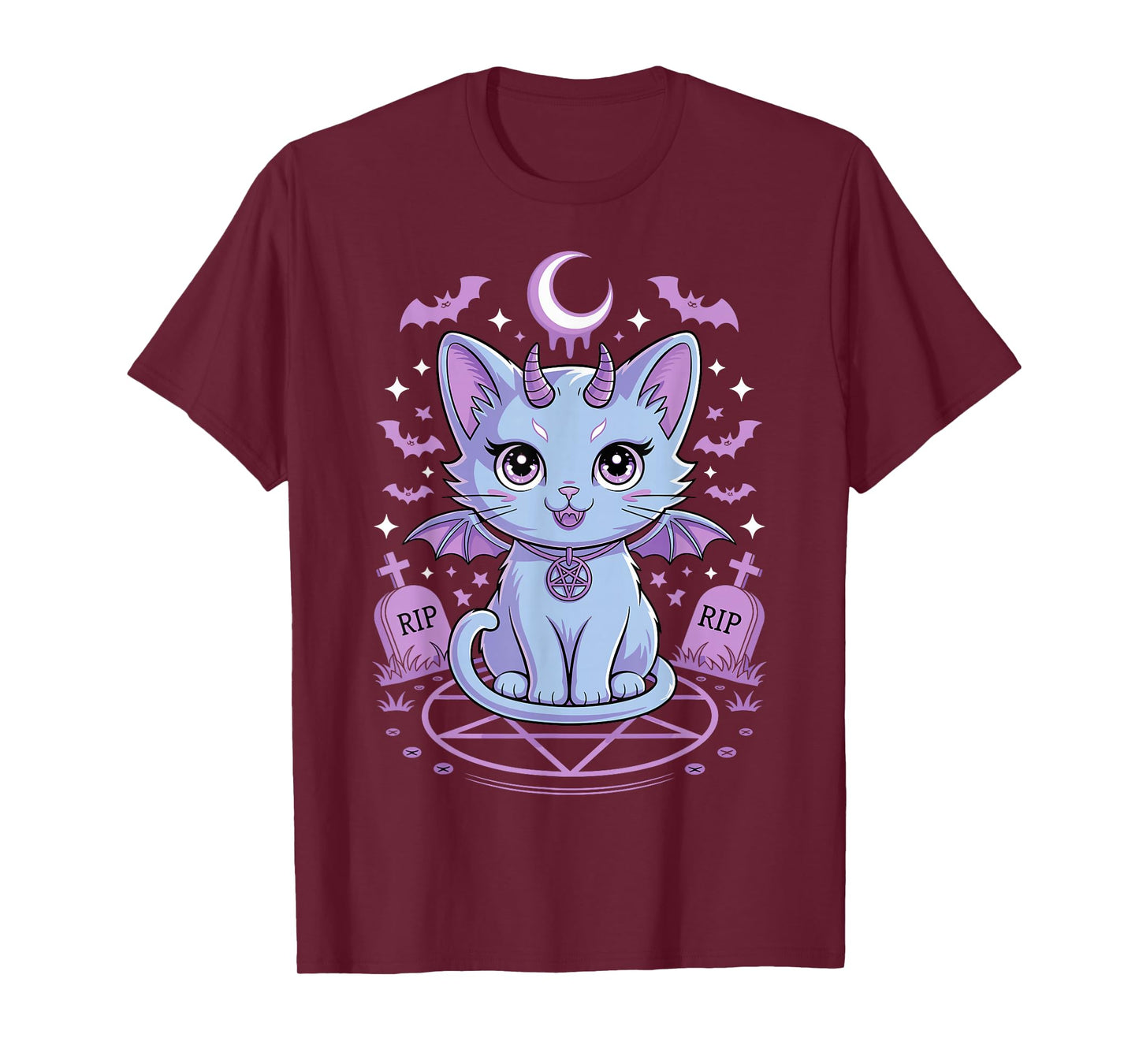 Kawaii Pastel Goth Demon Cat Spooky Occult Graveyard T-Shirt