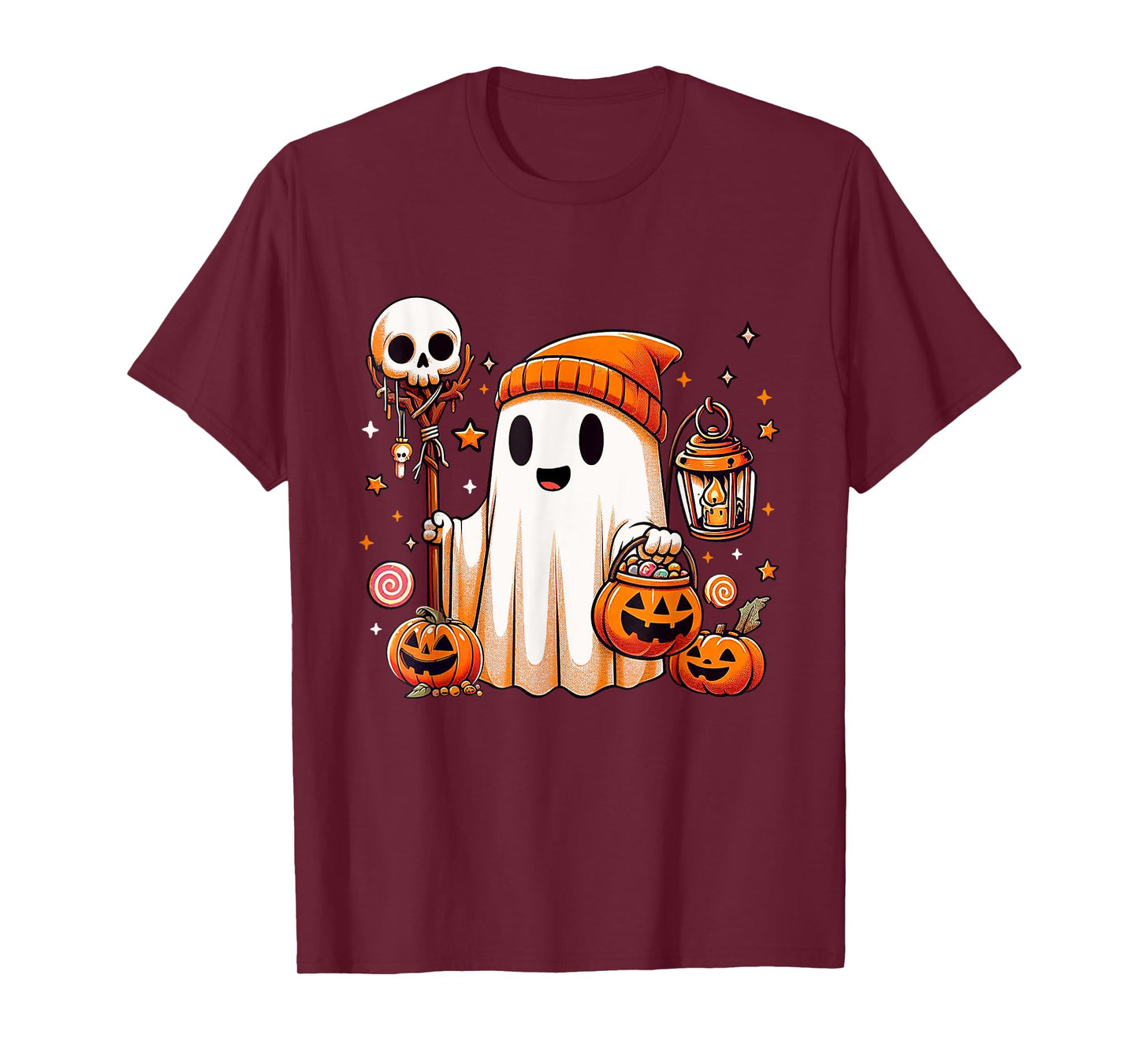 Halloween Ghost Skull Pumpkin Trick Or Treat Candy Boys Kids T-Shirt