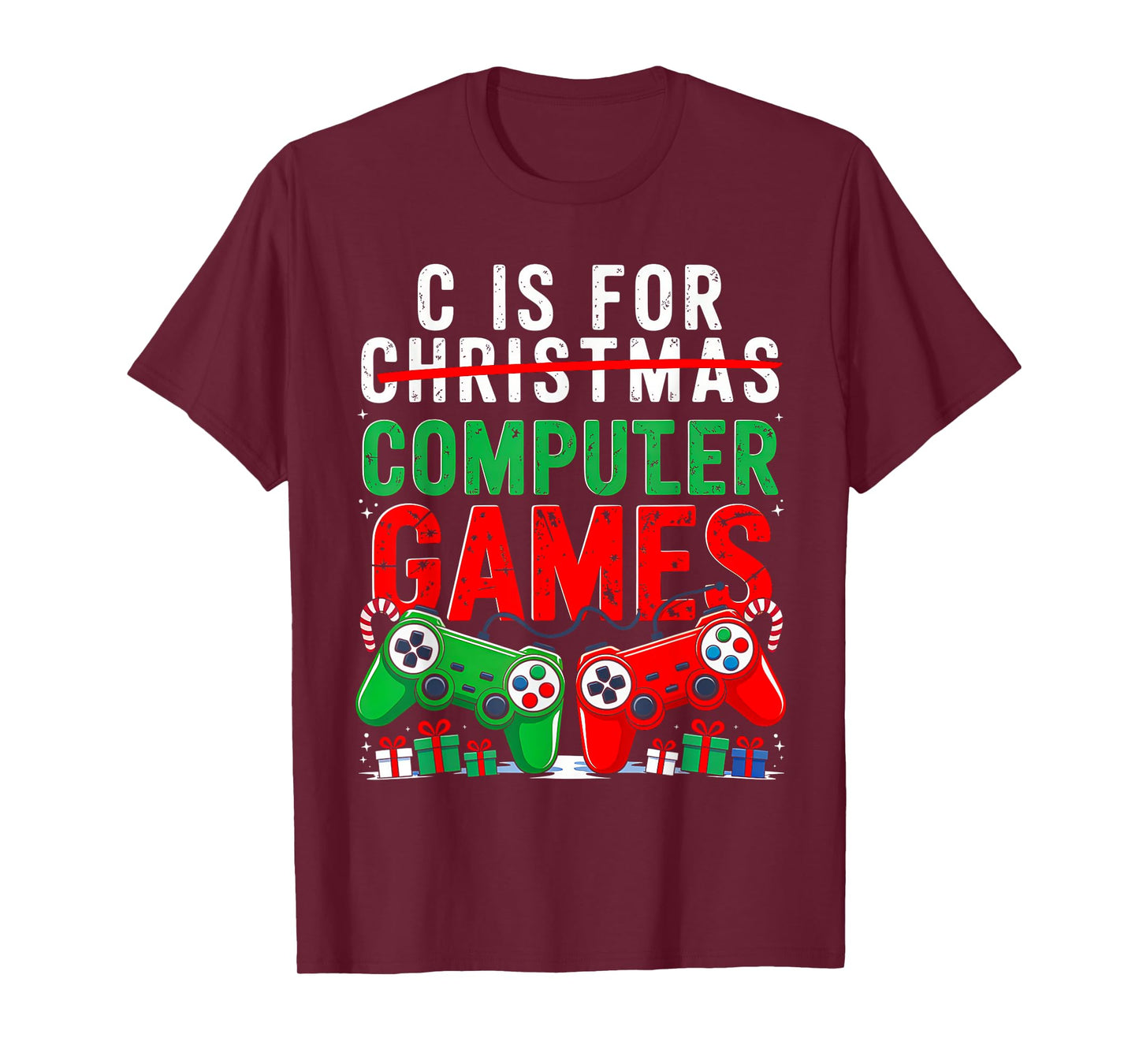 C is for Computer Games Gamer Boys Christmas Men Girls Xmas T-Shirt
