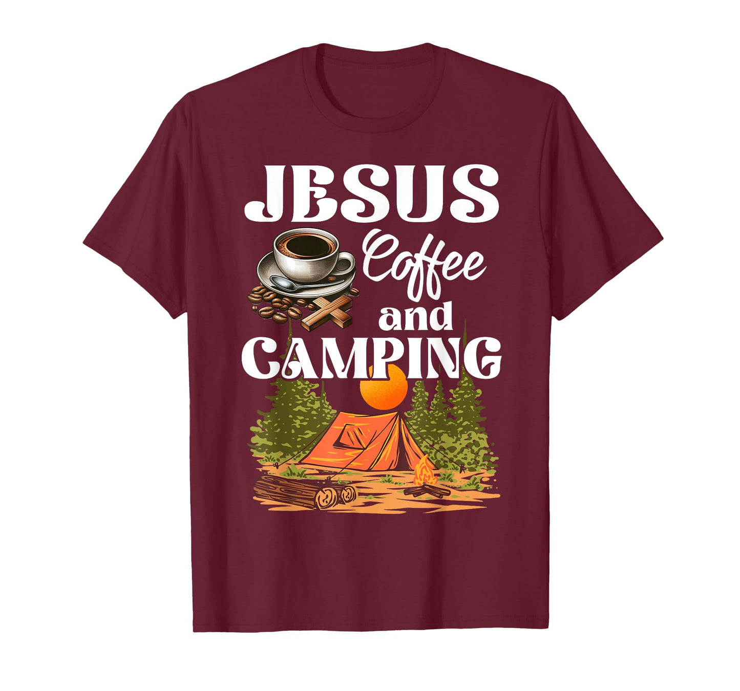 Faithful Outdoor Enthusiast Jesus Coffee And Camping T-Shirt