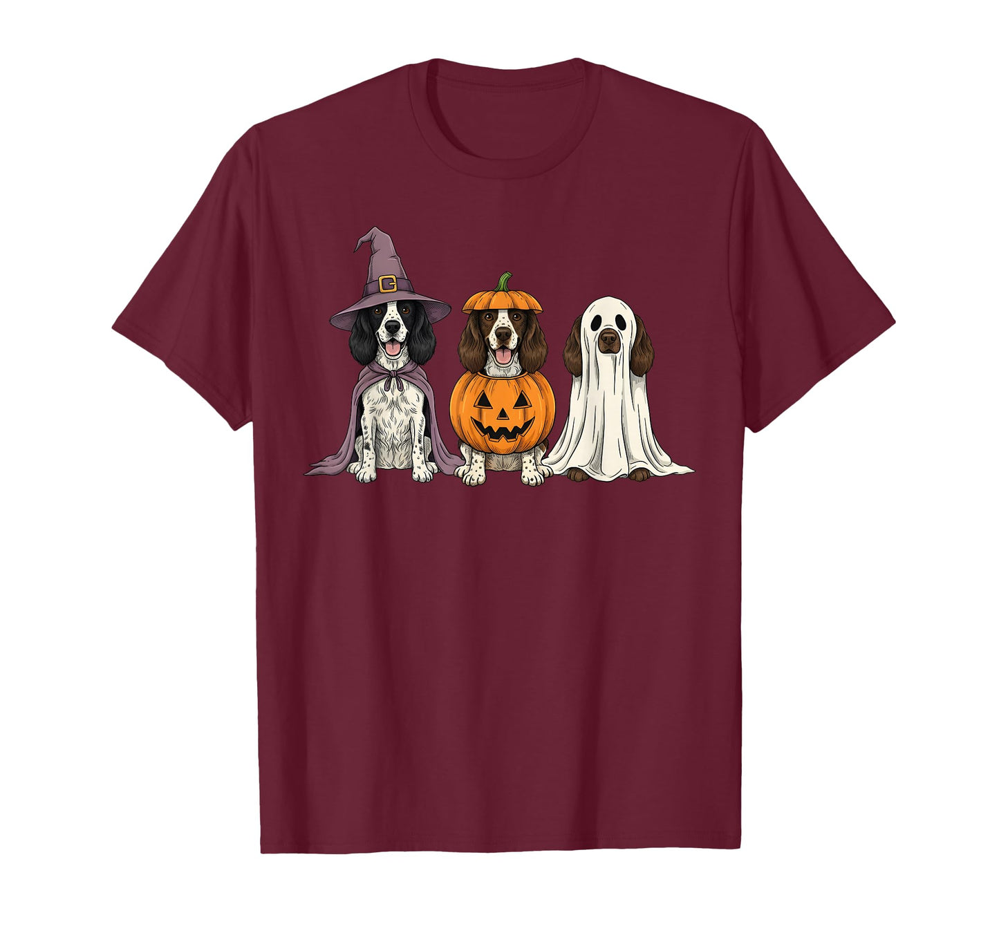 Spooky Ghost English Springer Spaniel Pumpkin Halloween T-Shirt