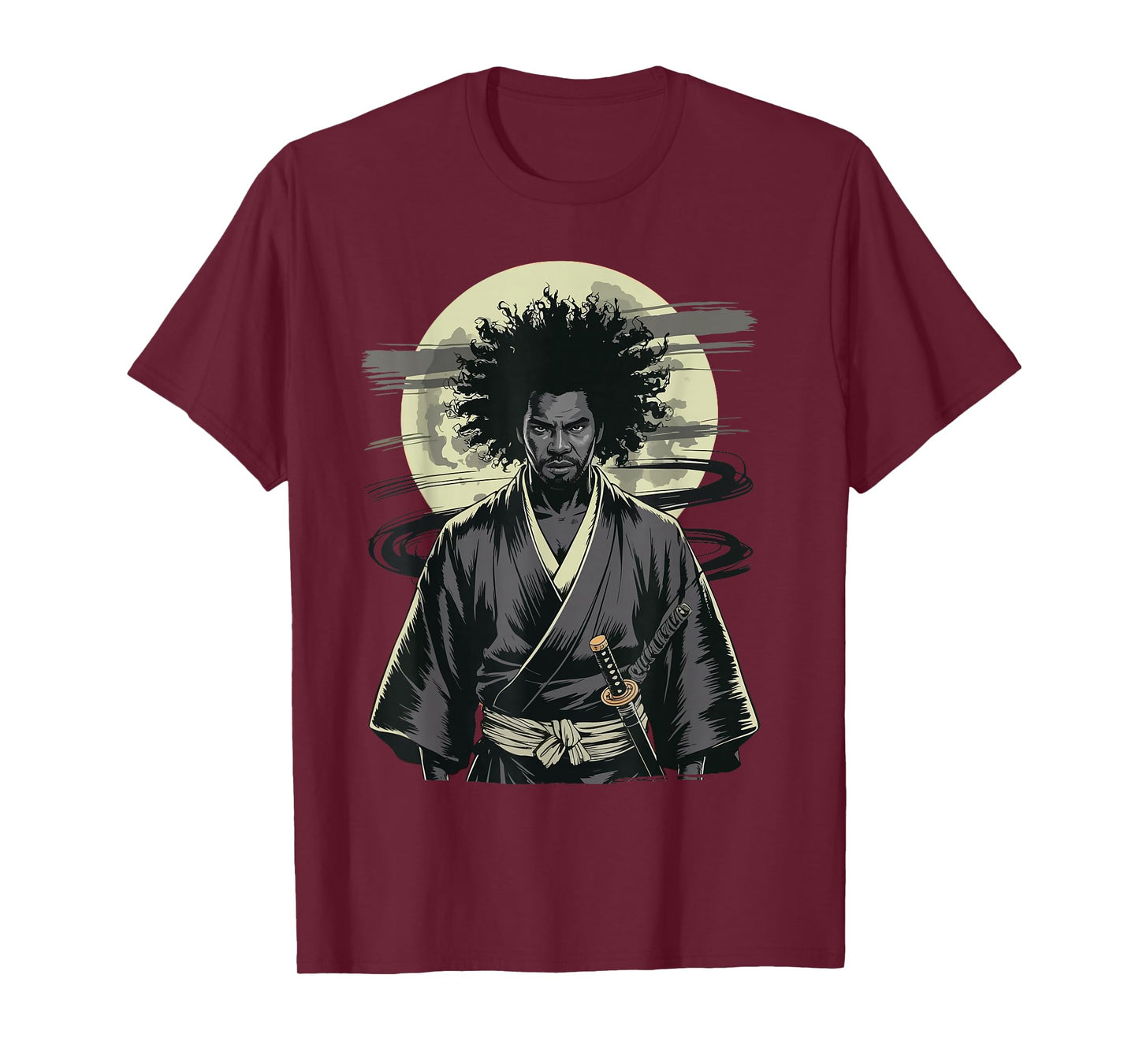Afro American Samurai Vintage Warrior with Katana T-Shirt