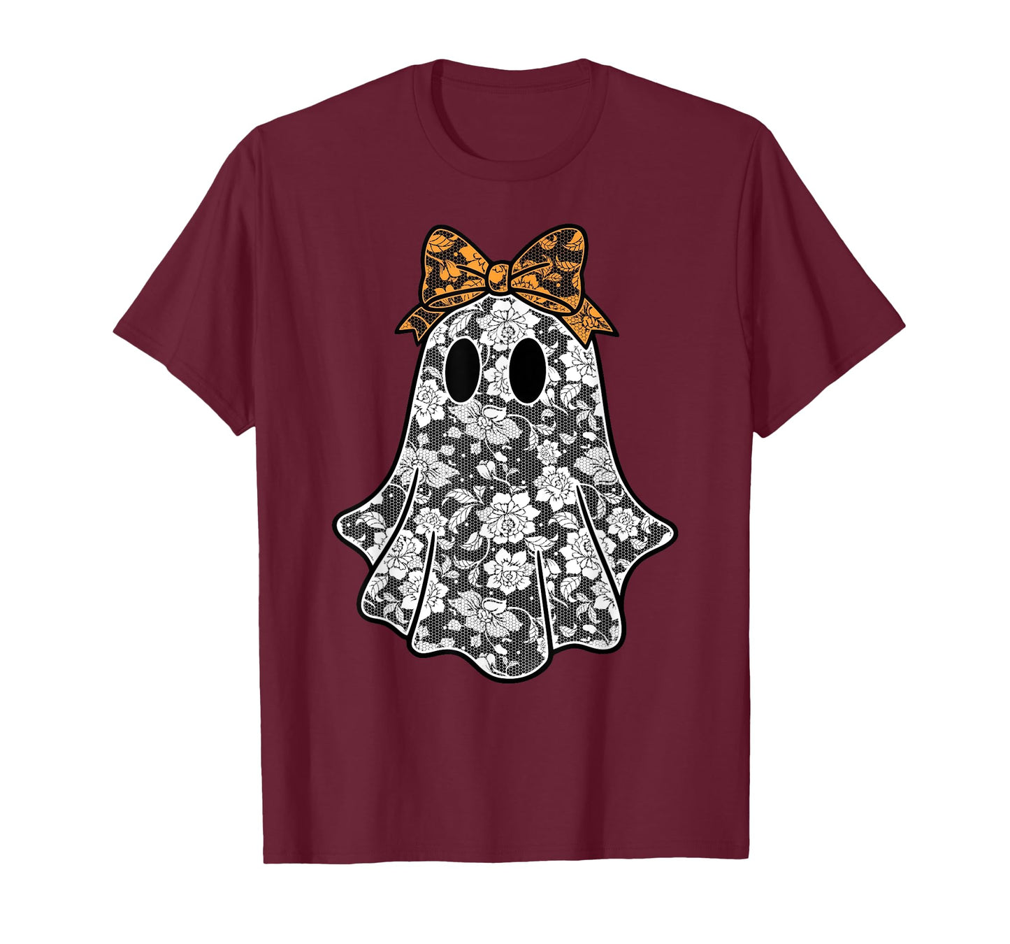 Lace Ghost Floral Coquette Bow Trendy Halloween Spooky Ghost T-Shirt