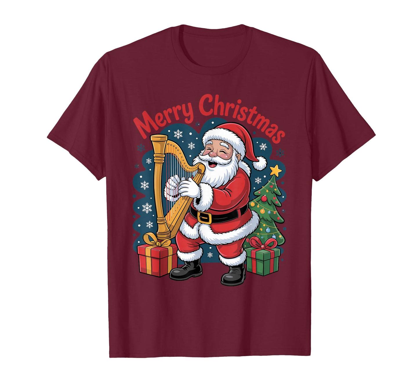 Funny Santa Playing Harp Holiday Chrismas Xmas Pajama T-Shirt