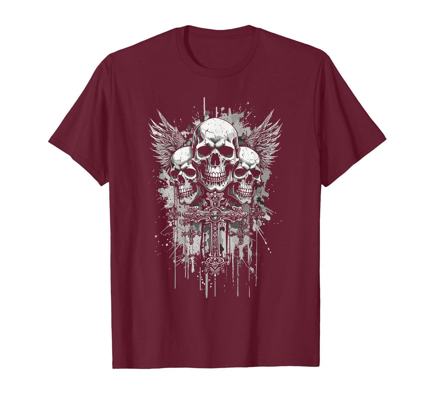 Y2K Grunge Aesthetic Alt Goth Skull Cross Gothic T-Shirt