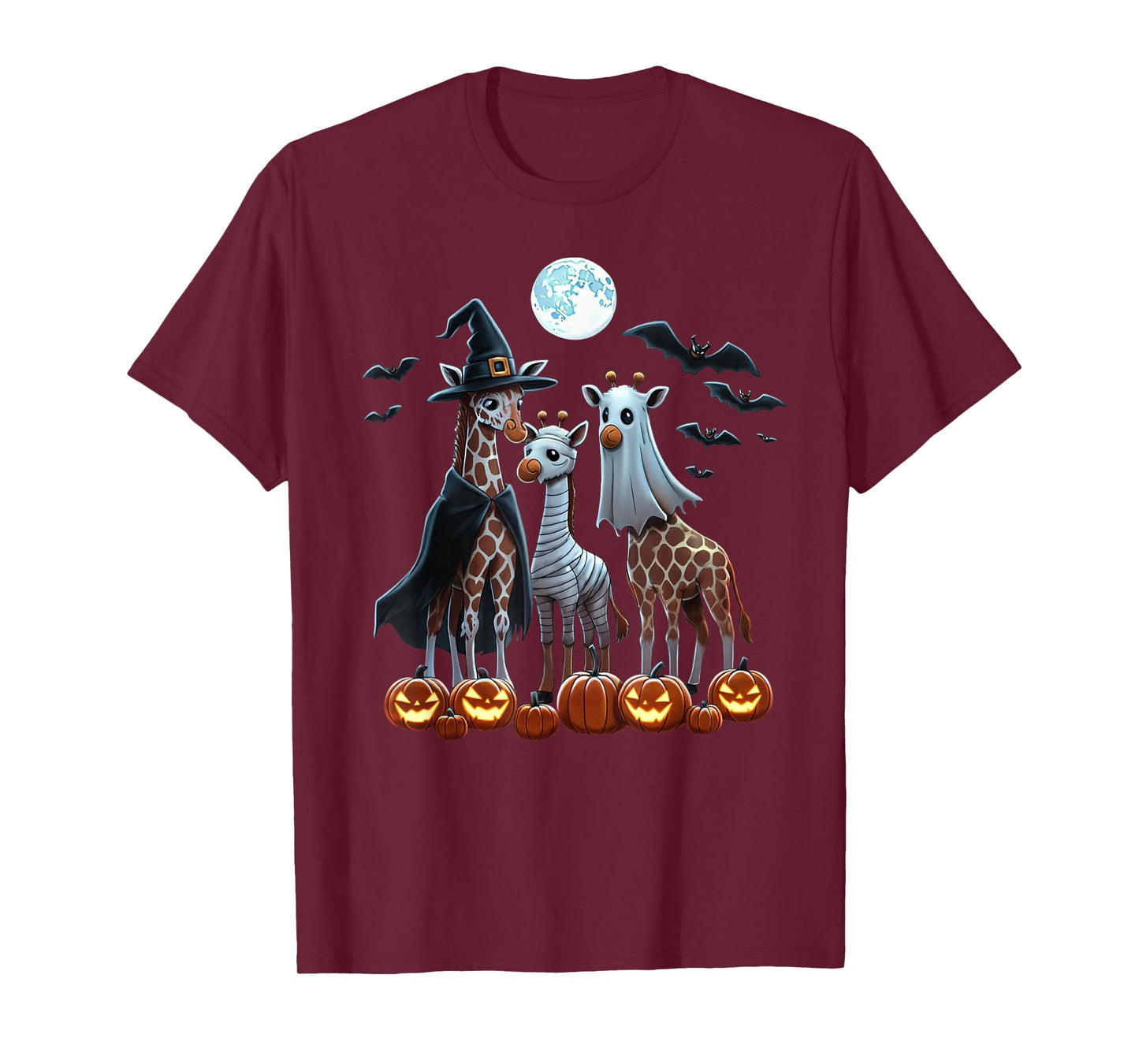 Giraffe Boo Mummy Witch Halloween Costume Giraffe Pumpkin T-Shirt