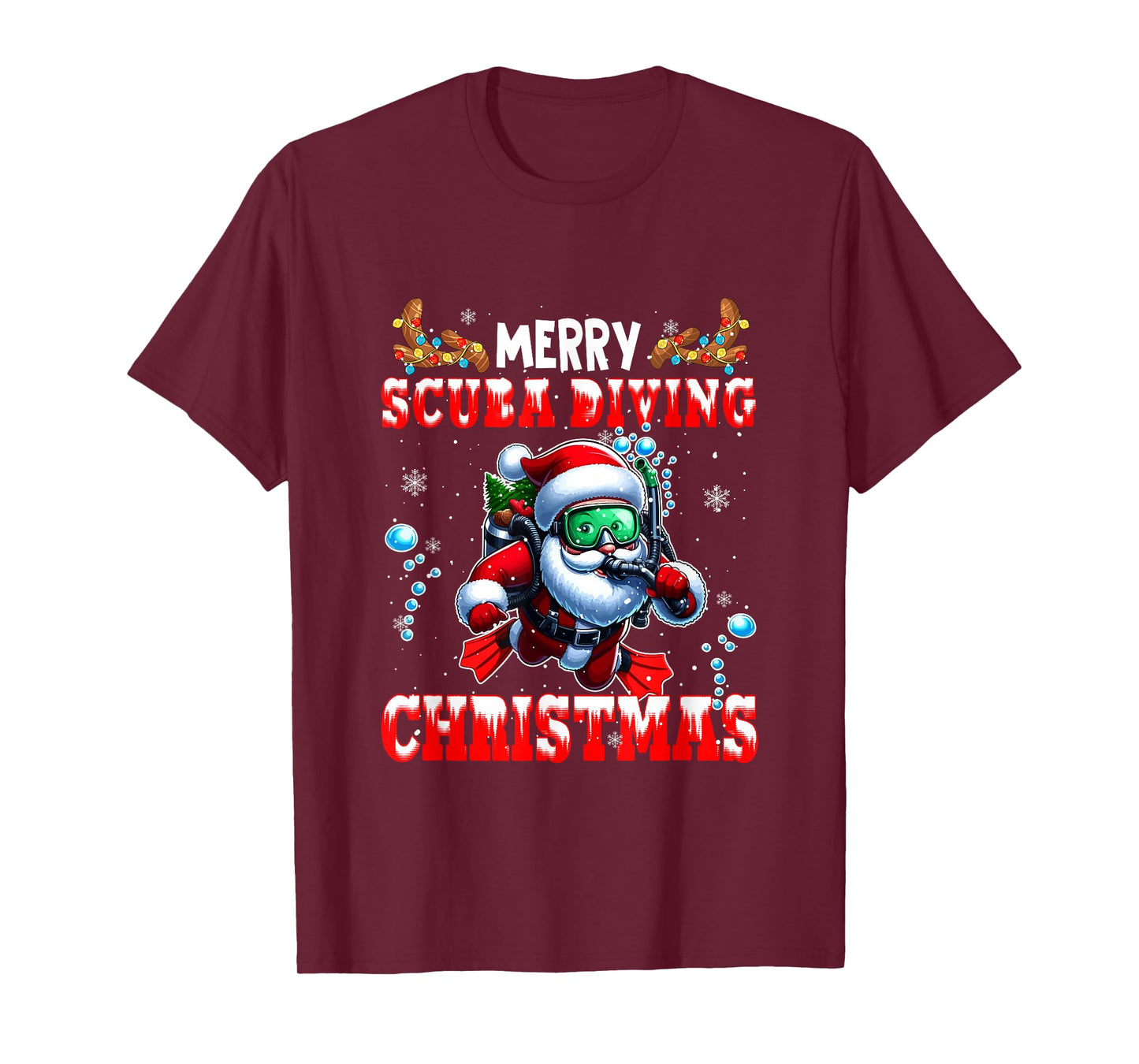 Merry Christmas Scuba Diving Santa Costume Sport Lover T-Shirt