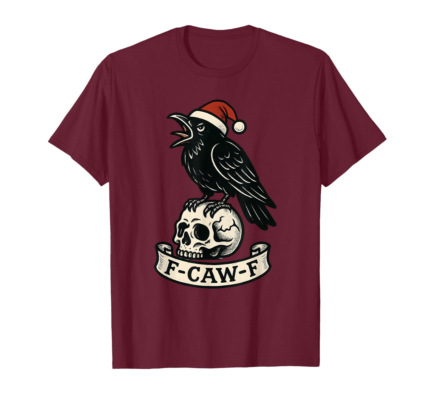 Christmas F Caw F Crow Women F-Caw-F Black Bird Santa Hat T-Shirt