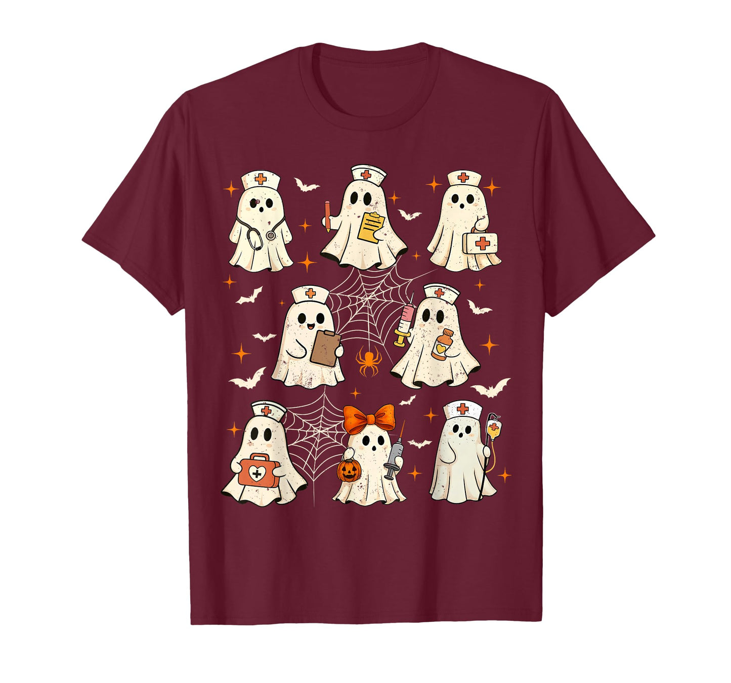 Nurses Ghost Stethoscope Scrub Top Funny RN Nursing Medical T-Shirt