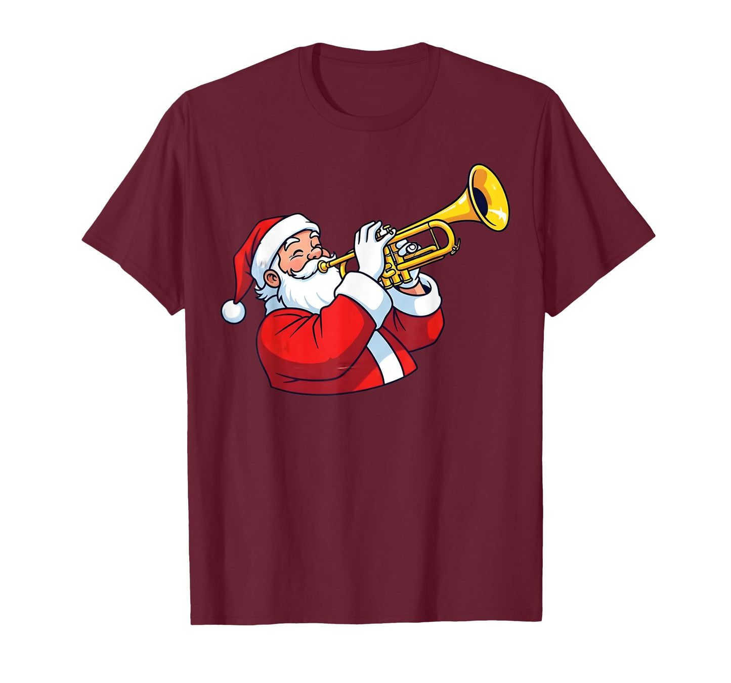Christmas Trumpet Player Marching Band Funny Santa Women Men T-Shirt
