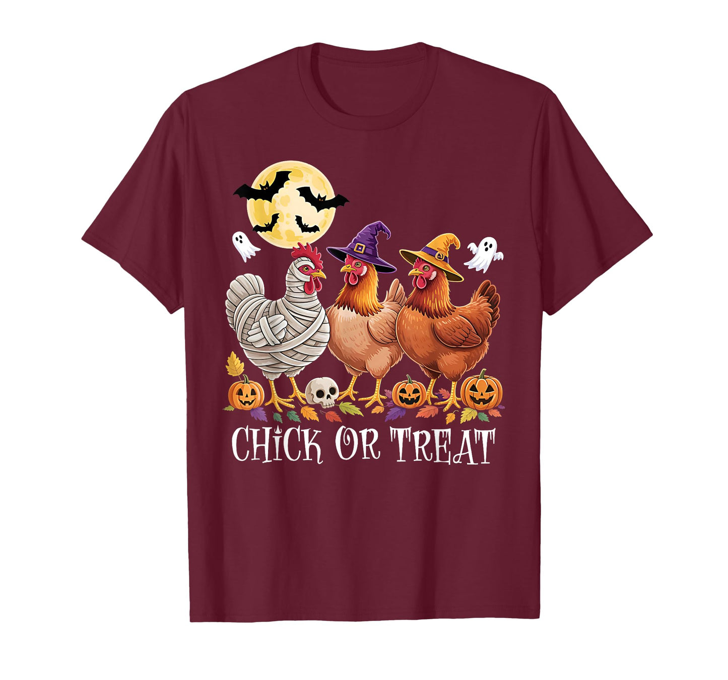 Funny Chicken Halloween Chick Or Treat Witch Pumpkin Mummy T-Shirt