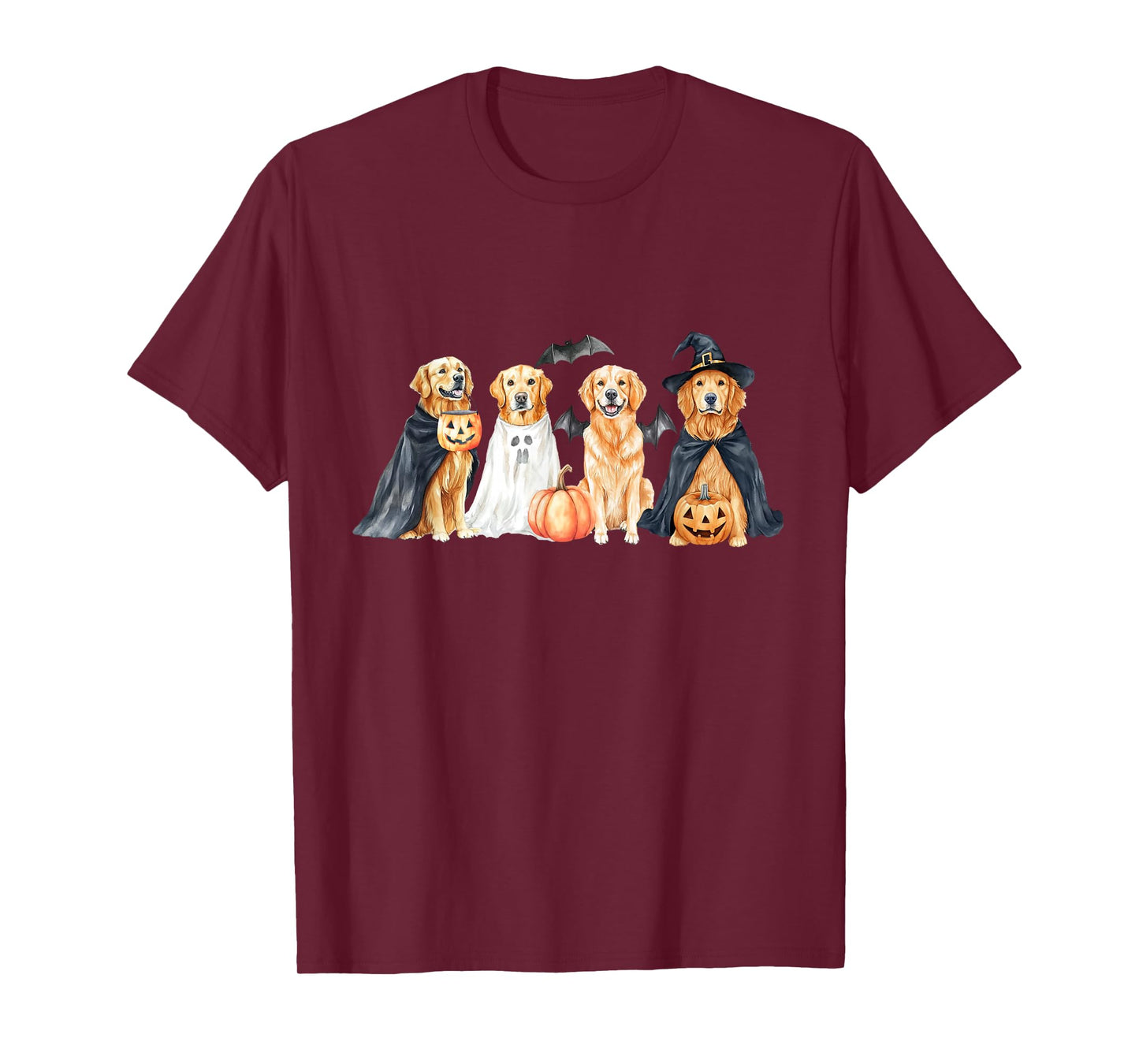 Golden Retriever Dog Witch Mummy Ghost Boo Costume Halloween T-Shirt