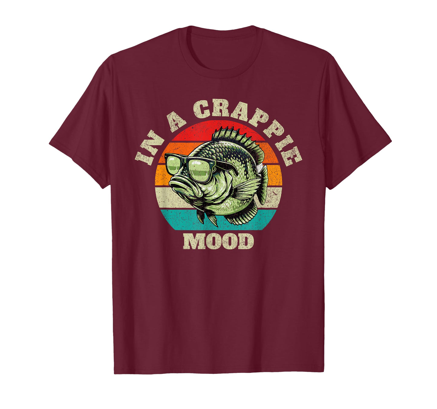 Funny In A Crappie Mood Retro Fishing Sarcastic Dad Mens T-Shirt