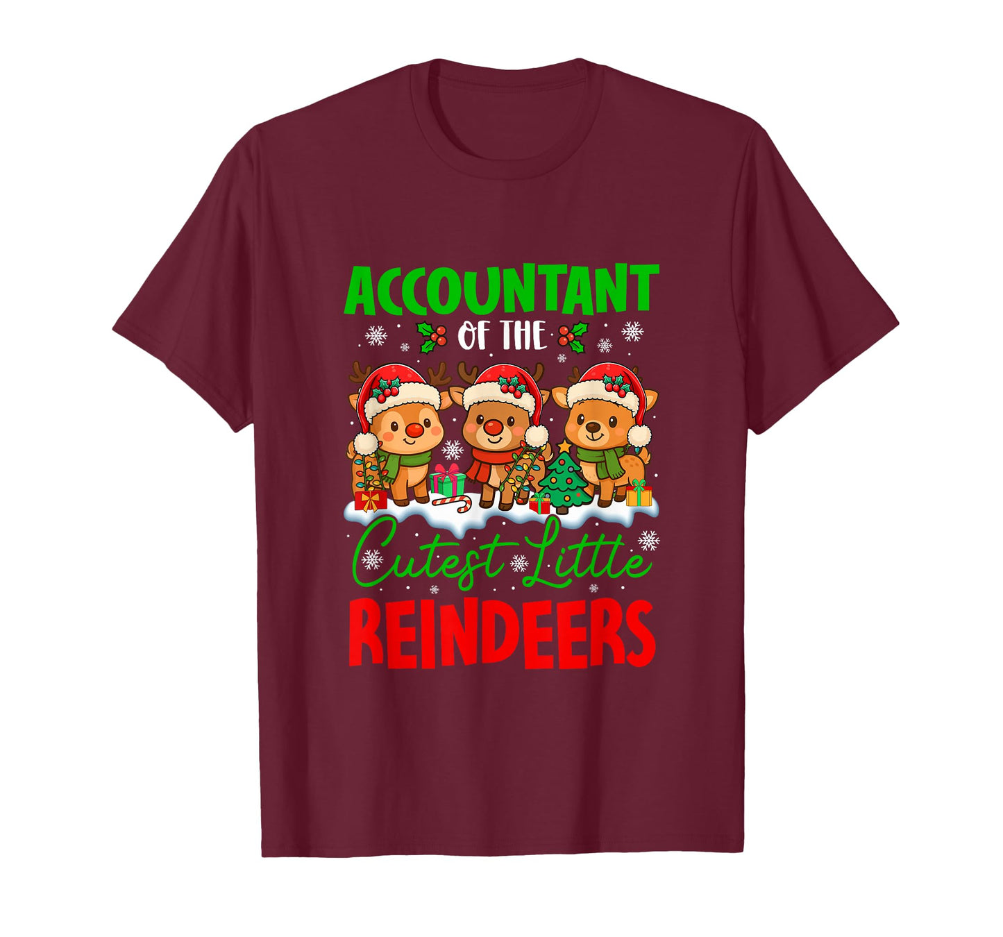 Accountant of Cutest Reindeers Xmas Three Santa Reindeers T-Shirt