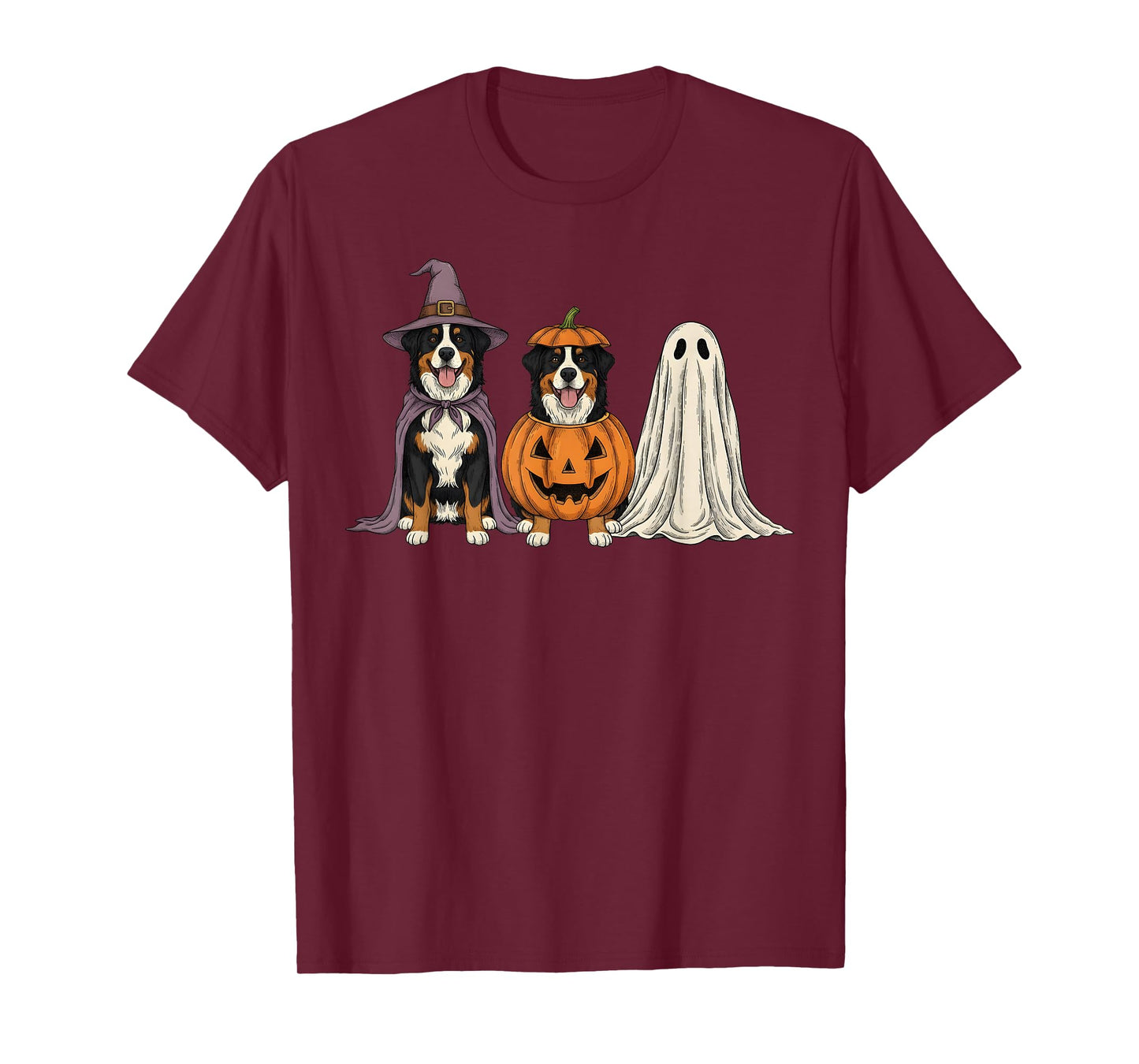 Spooky Ghost Bernese Mountain Dog Pumpkin Halloween T-Shirt