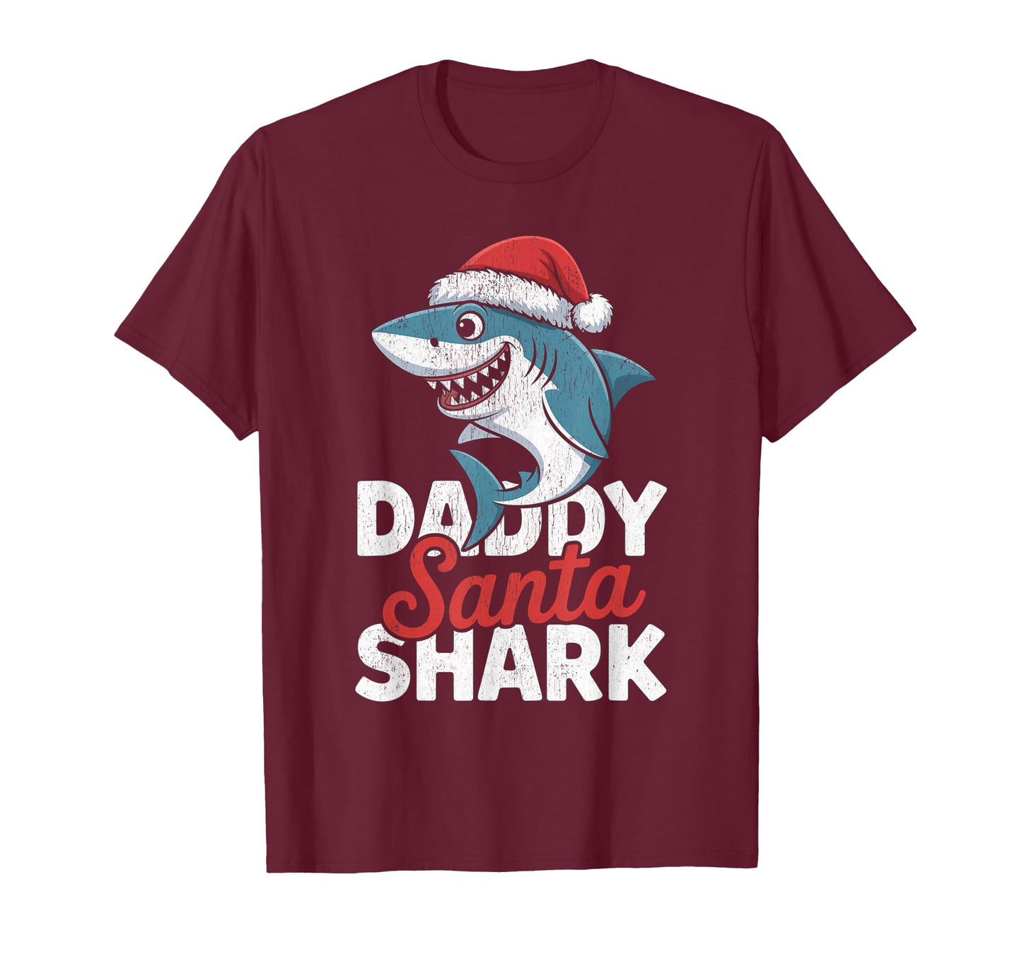 Papa Sharkmas Funny Shark Santa Hat Ugly Christmas Sweater T-Shirt