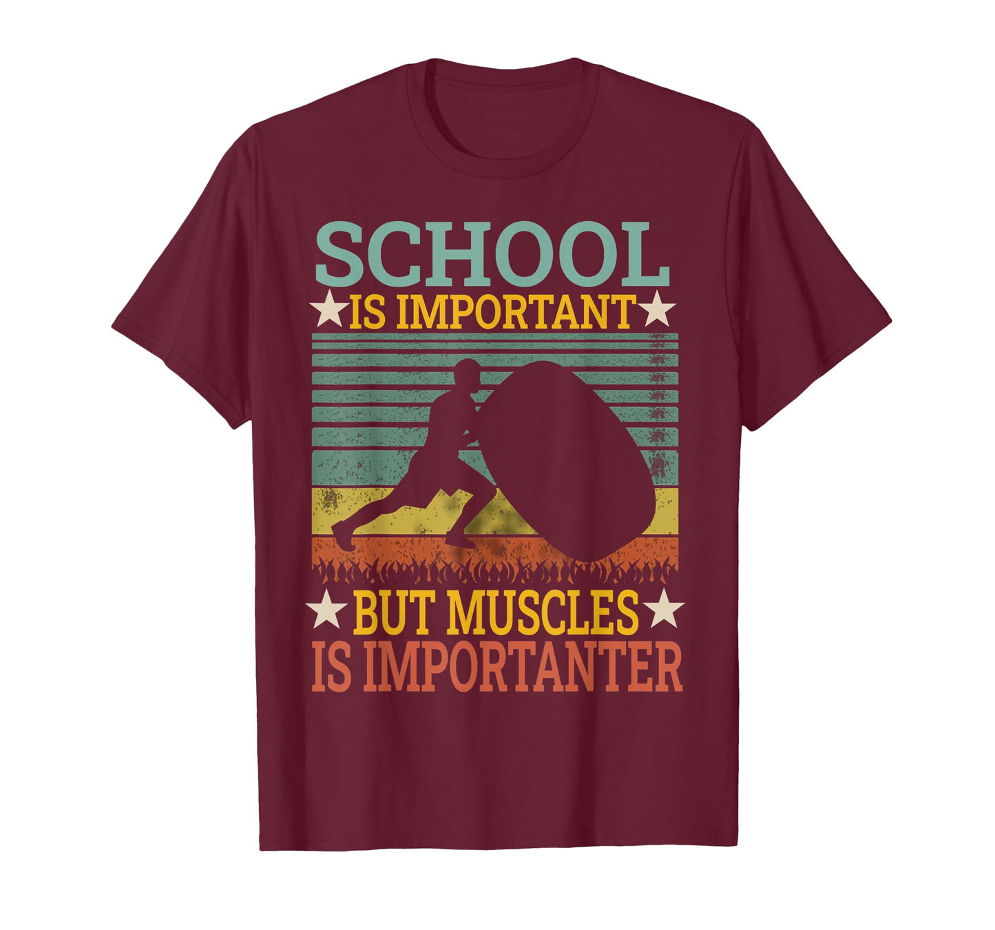 School Is Important But Muscles Is Importanter Funny Gifts T-Shirt