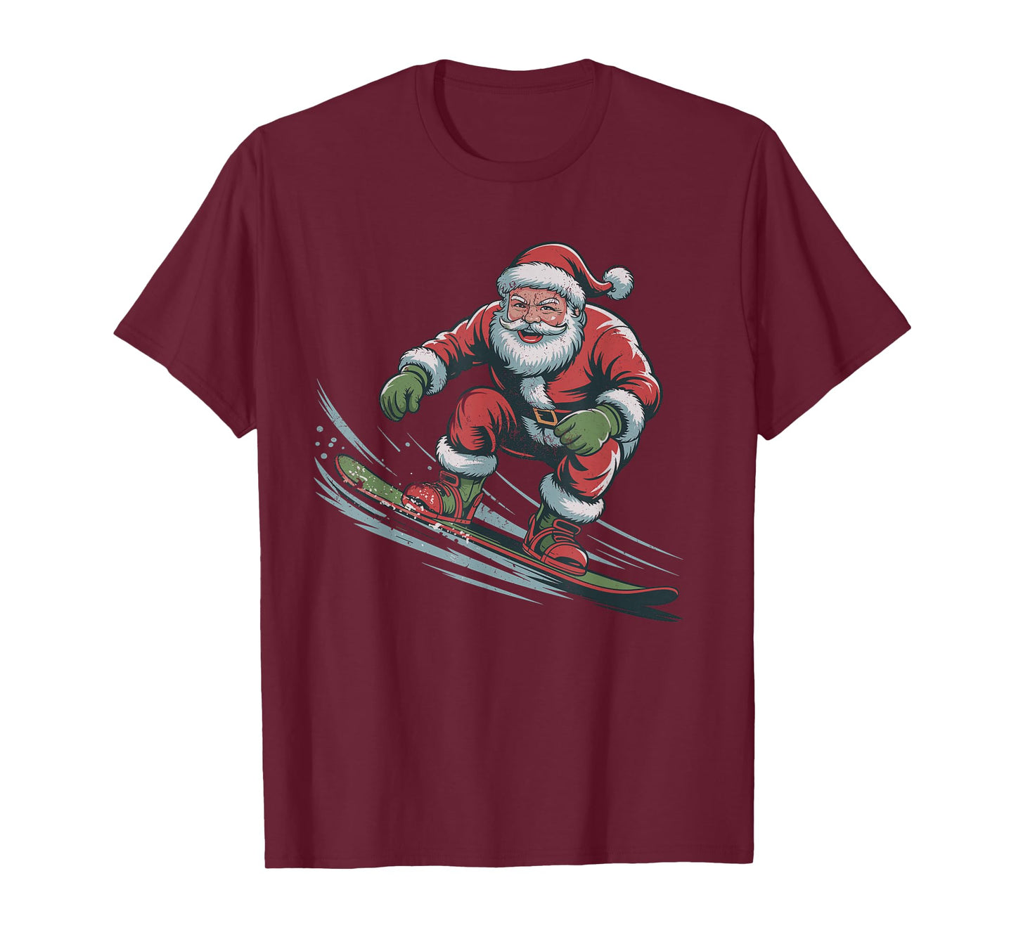 Vintage Santa Snowboarding Retro Christmas Holiday Sports T-Shirt