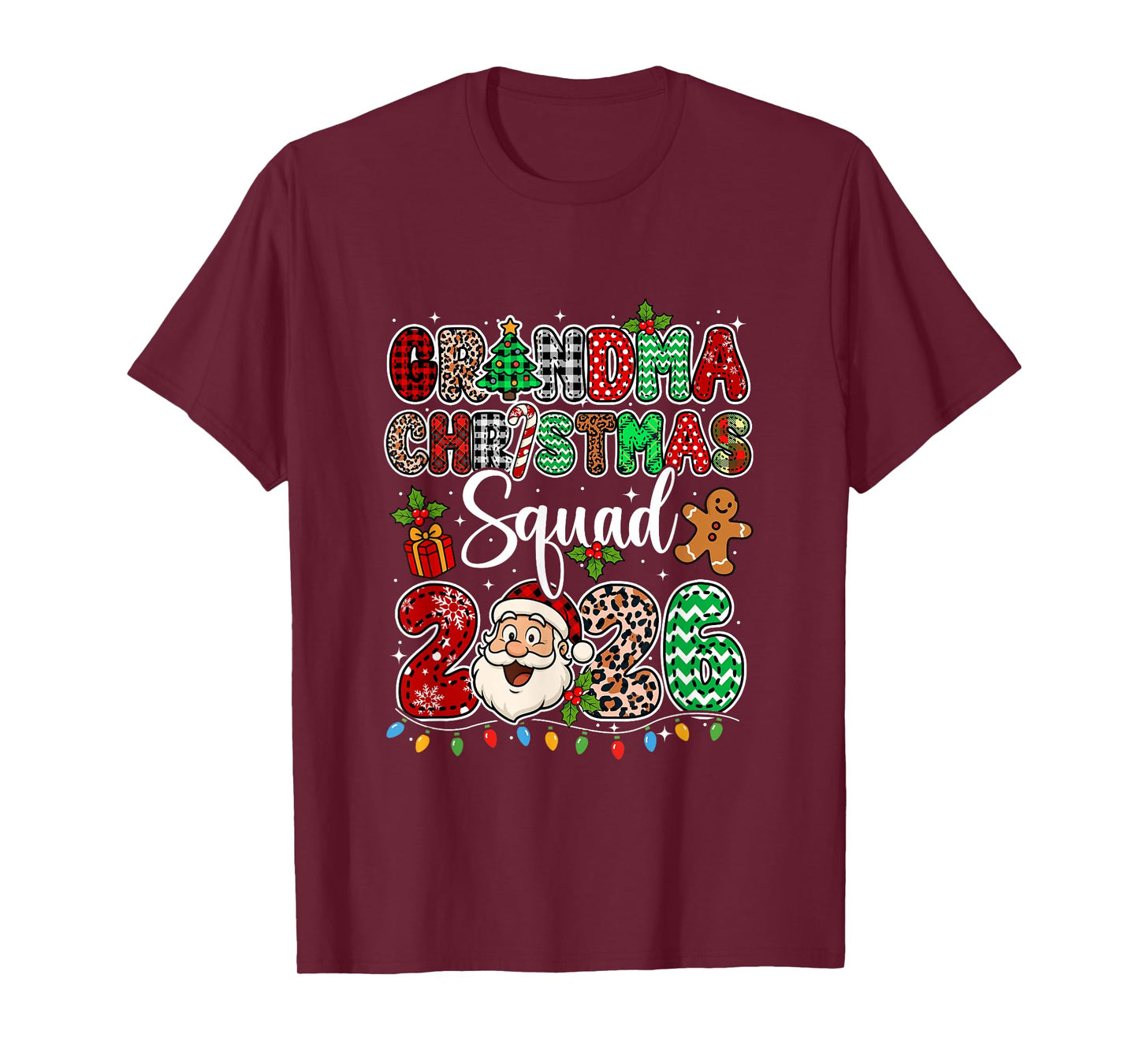 Grandma Christmas Crew 2026 Leopard Funny Santa Family Group T-Shirt