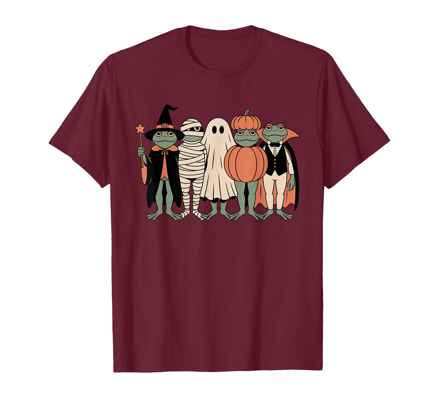 Spooky Frogs Halloween Costumes Ghost Witch Mummy Pumpkin T-Shirt