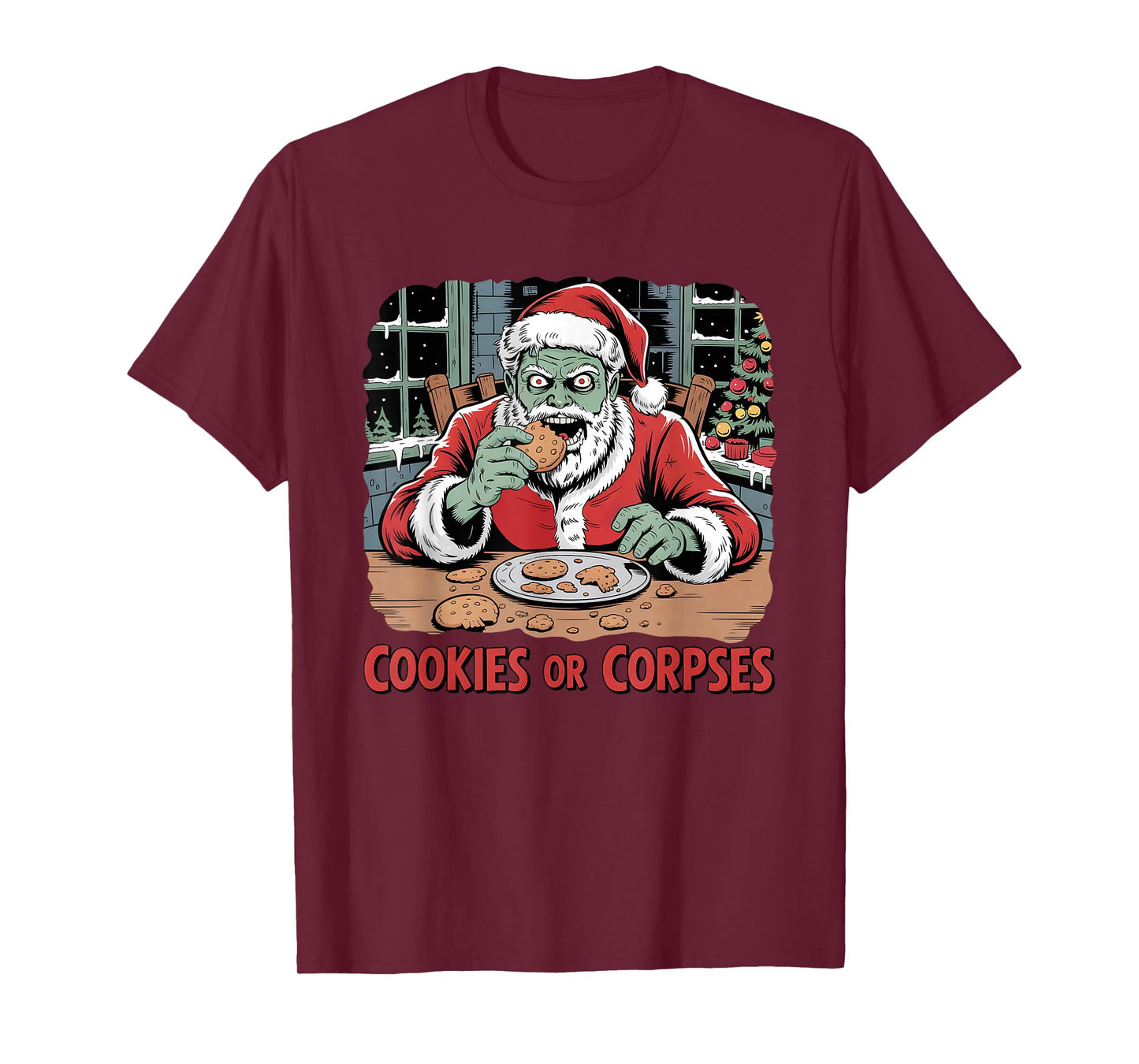 Funny Zombie Santa Christmas Cookies or Corpses Creepy T-Shirt