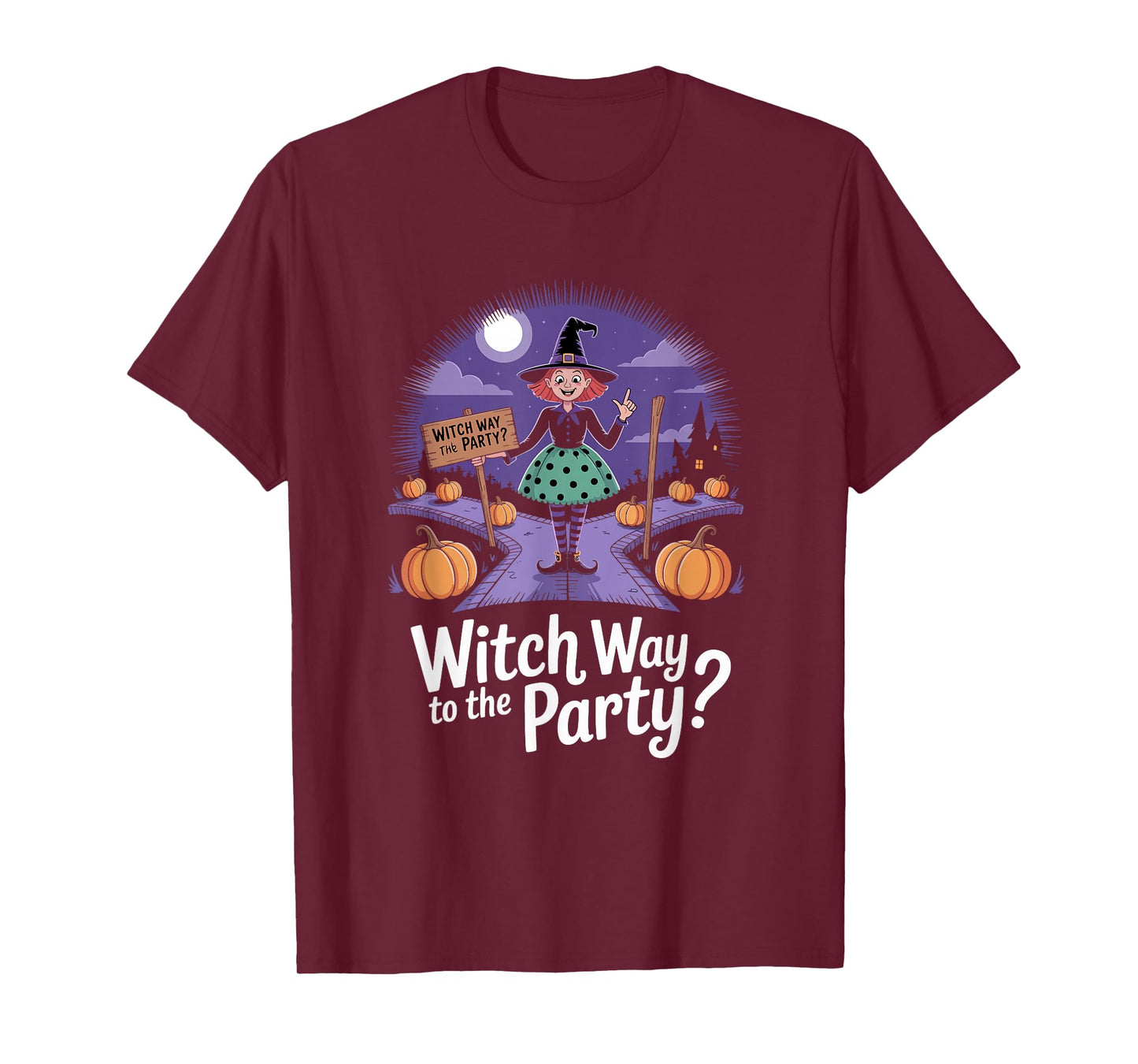 Witch Way to The Party Funny Halloween Pun T-Shirt