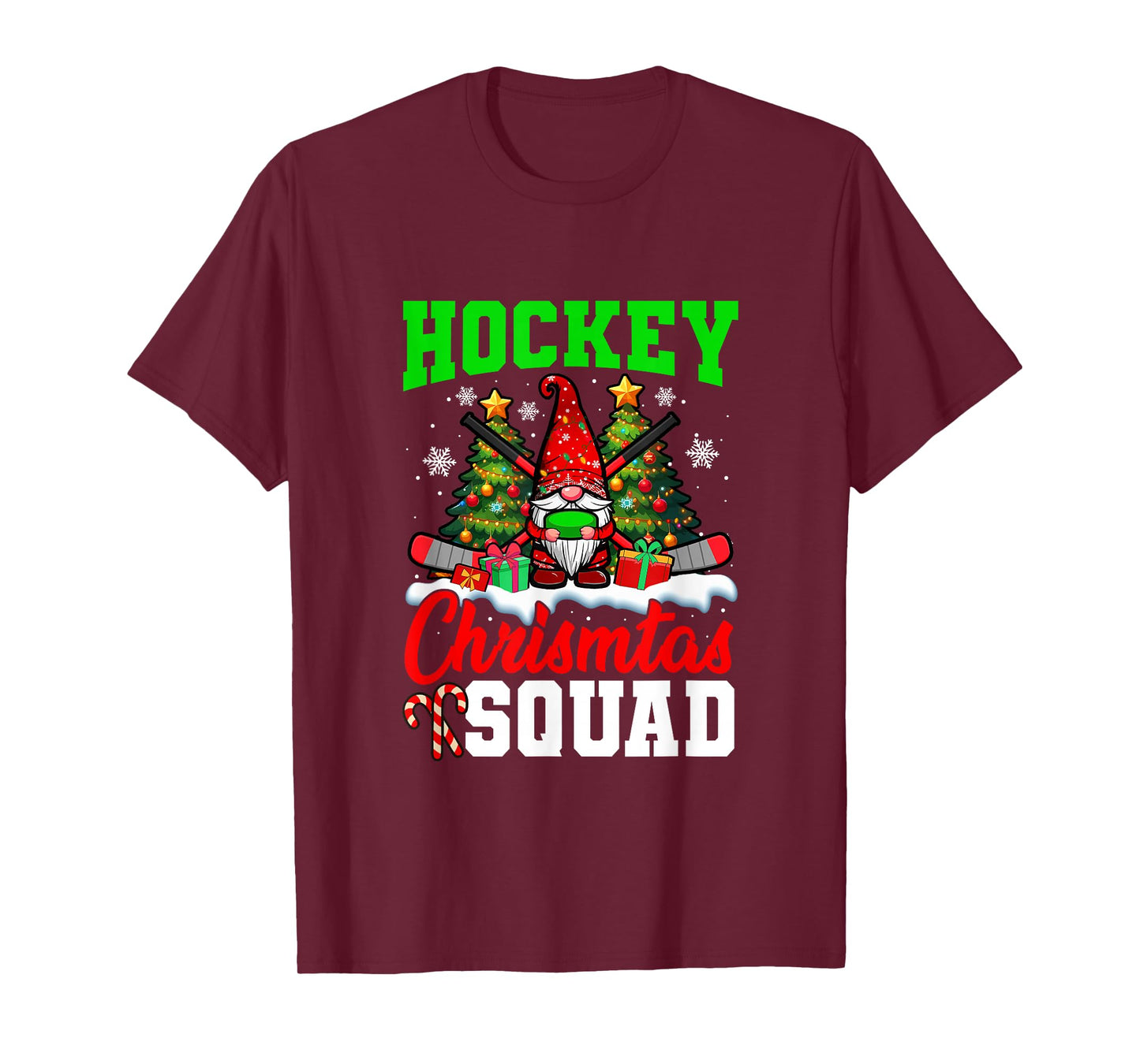 Hockey Christmas Squad Player Costume Gnome Lover Kids T-Shirt