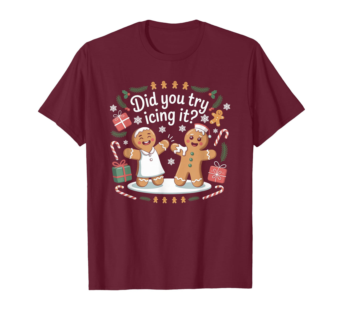 Did You Try Icing It Retro Christmas Gingerbread Nurse Squad T-Shirt