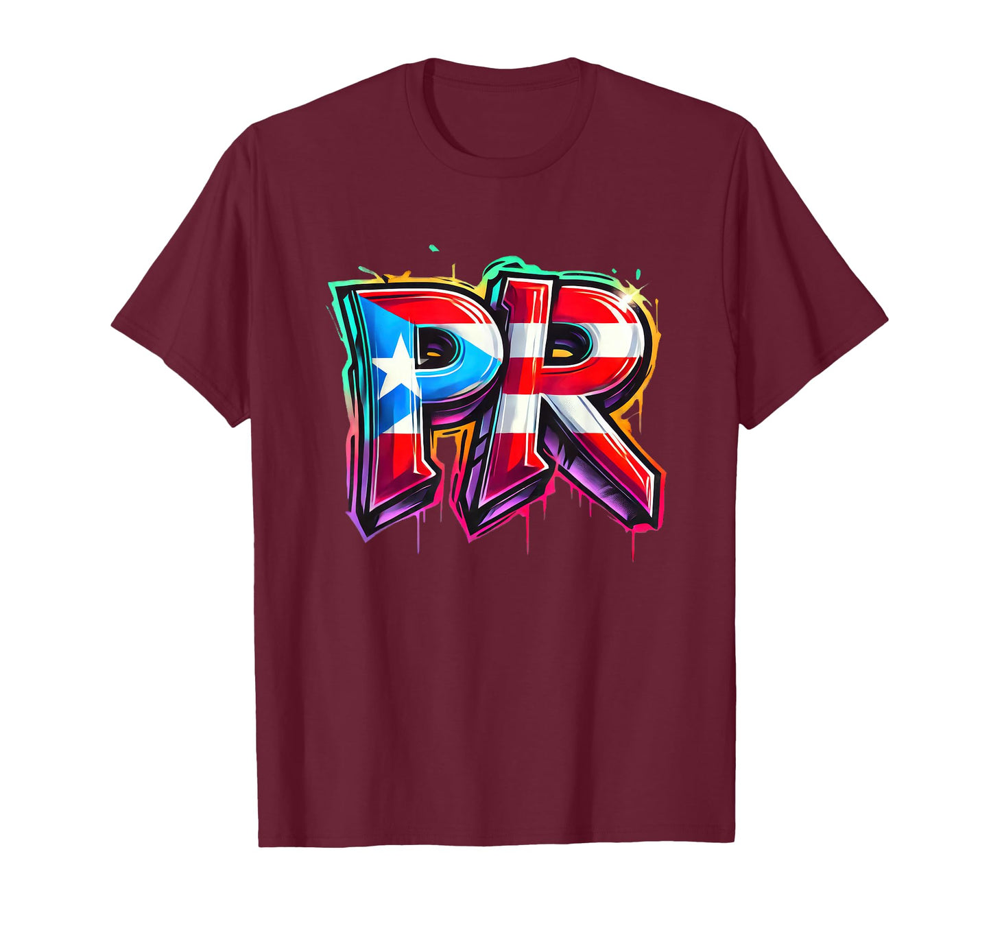 PR Graffiti Puerto Rico Flag Spray Paint Street Art Fun Cool T-Shirt