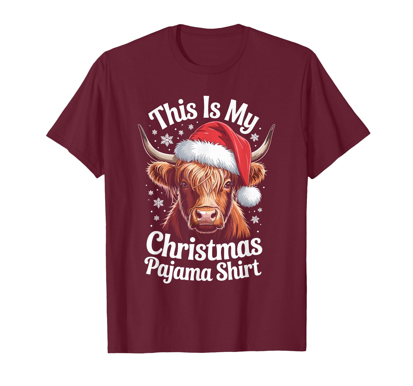 Highland Cow Santa Hat Christmas Highland Cattle Xmas T-Shirt