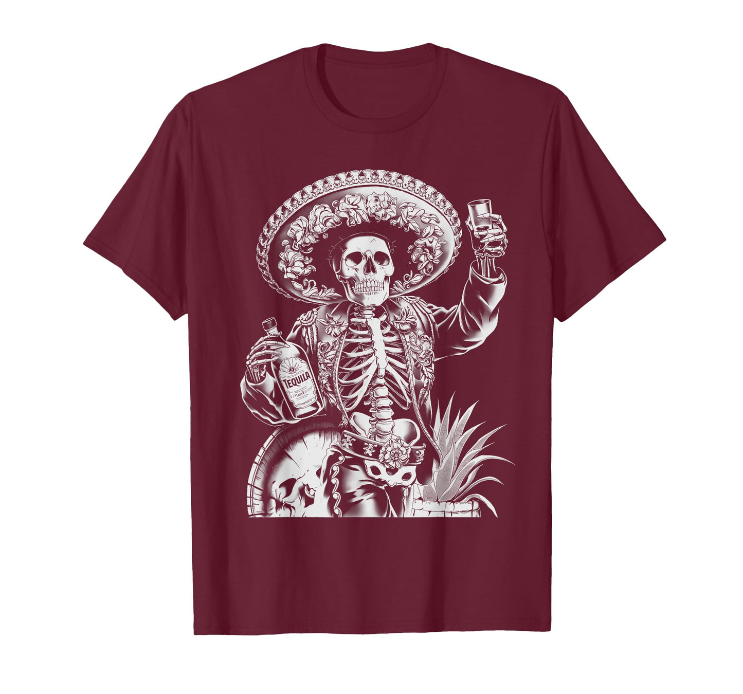 Mexico Vintage Skeleton Tequila Dia De Los Muertos Mexican T-Shirt