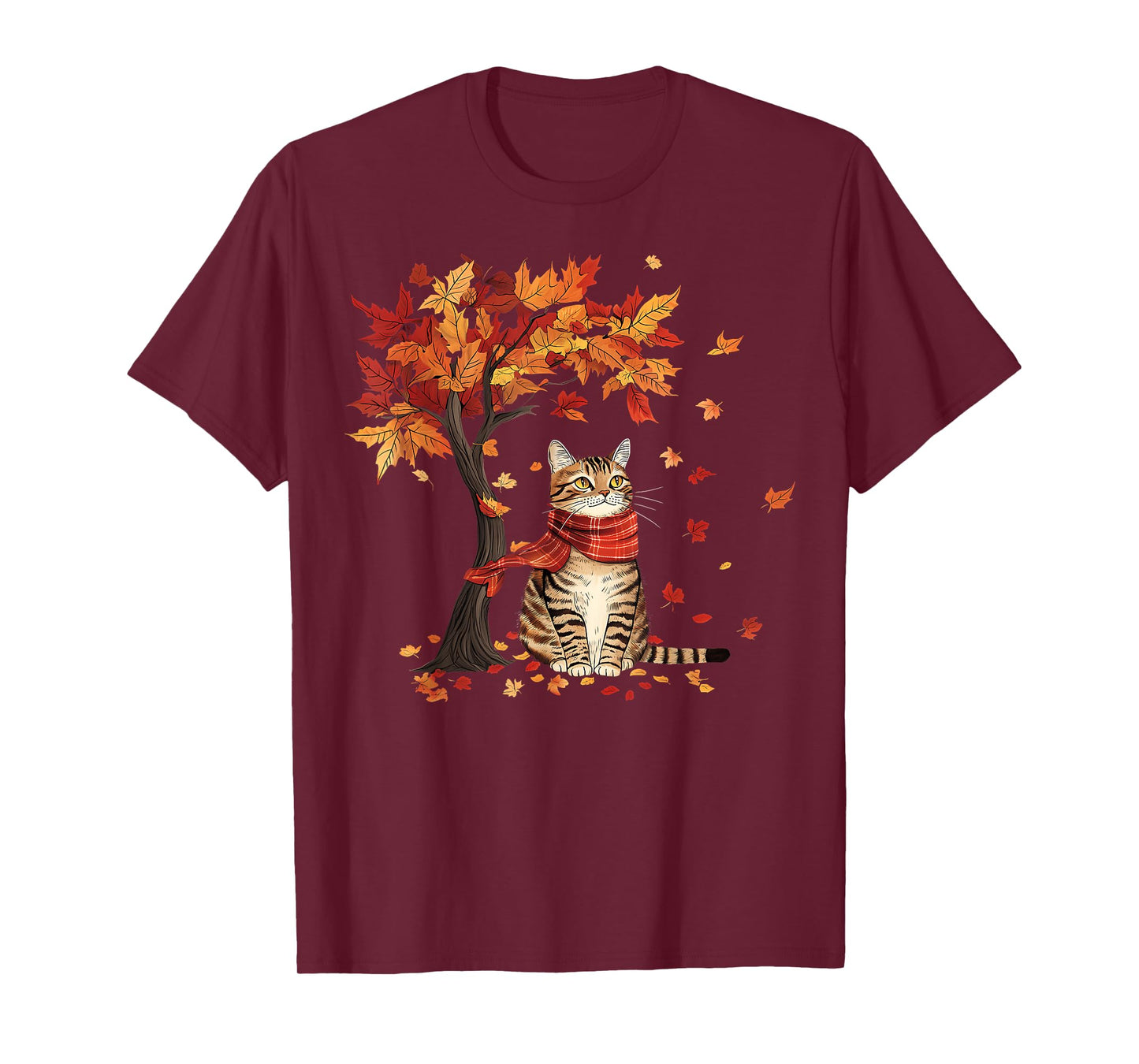 Cat Leaf Fall Tree Hello Autumn Thanksgiving It's Fall Y'all T-Shirt