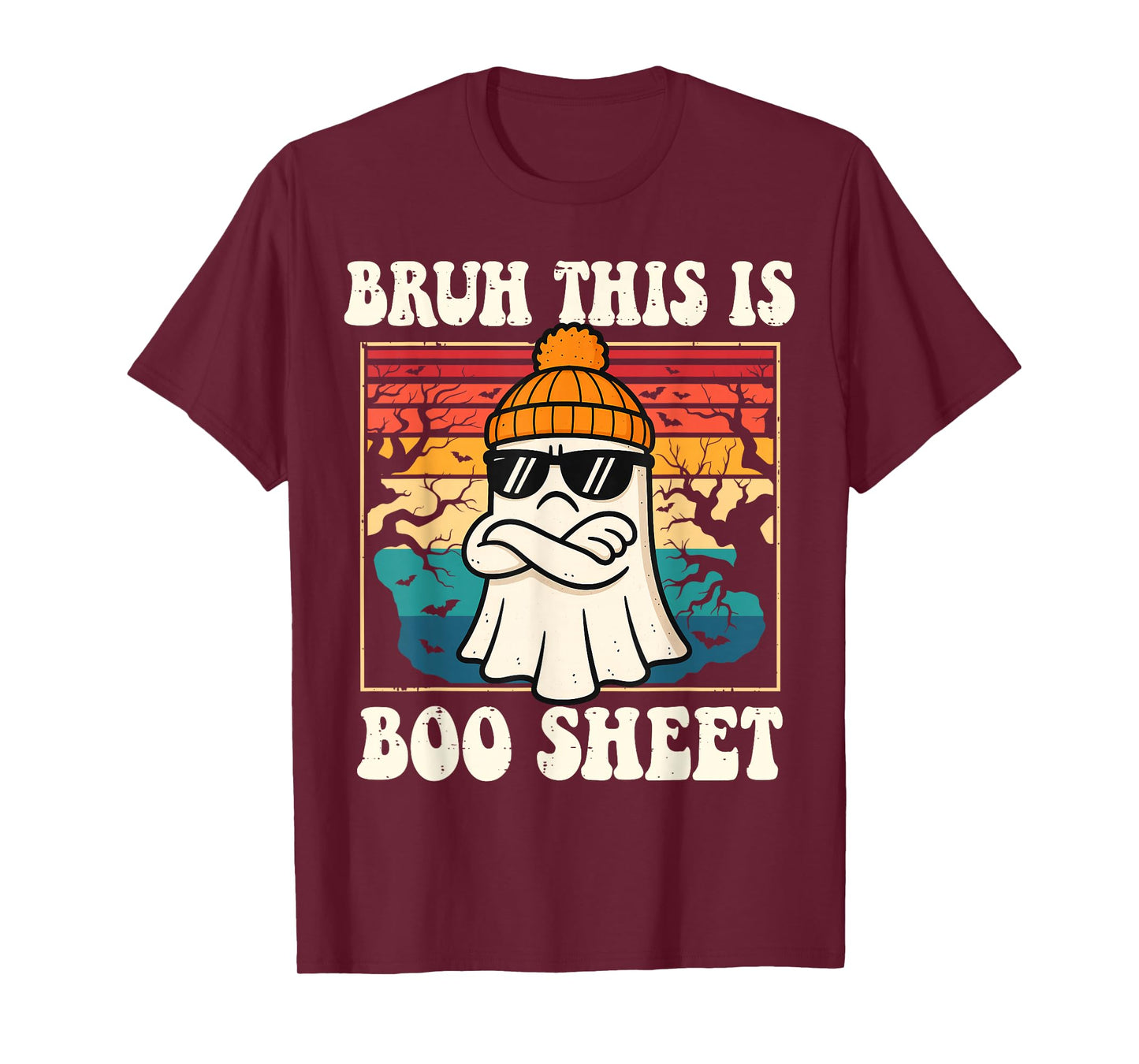 Bruh This is Boo Sheet Ghost Retro Funny Halloween Men Women T-Shirt
