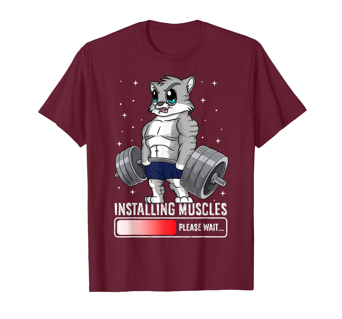 Funny Cat Weightlifting Gym Fitness Workout Lover Women Men T-Shirt