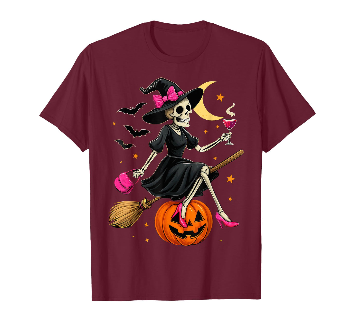 Spooky Halloween Skeleton Witch Pumpkin T-Shirt