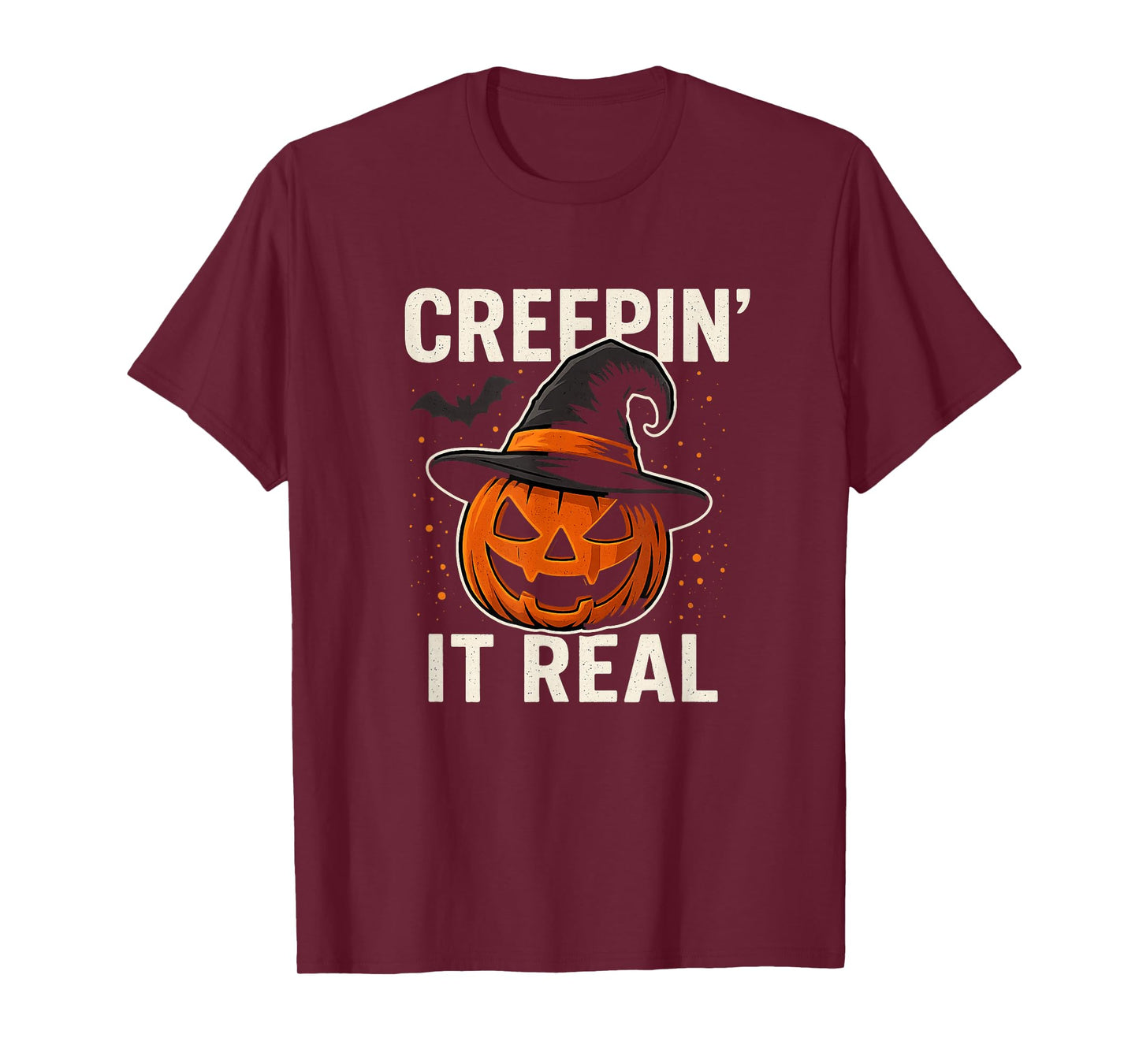 Creepin’ It Real Halloween Pumpkin Witch Hat Funny Spooky T-Shirt