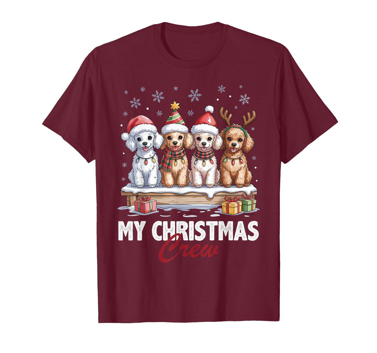 Poodle Christmas Crew Funny Dog Lovers Holiday Pajama T-Shirt