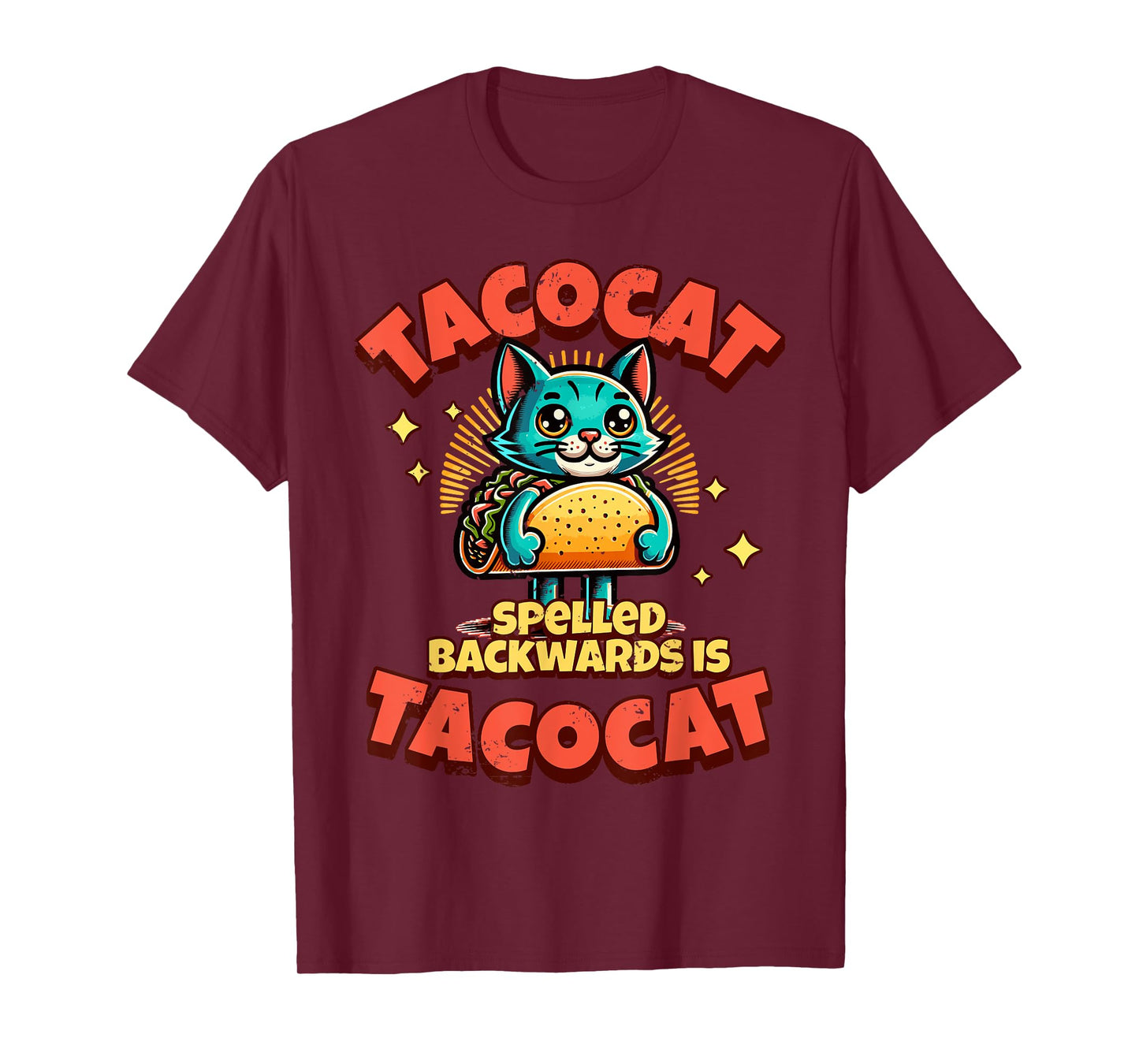 Retro Tacocat Spelled Backwards Is Taco Cat Tee, Cute Paws T-Shirt for Men Women Girls Kids
